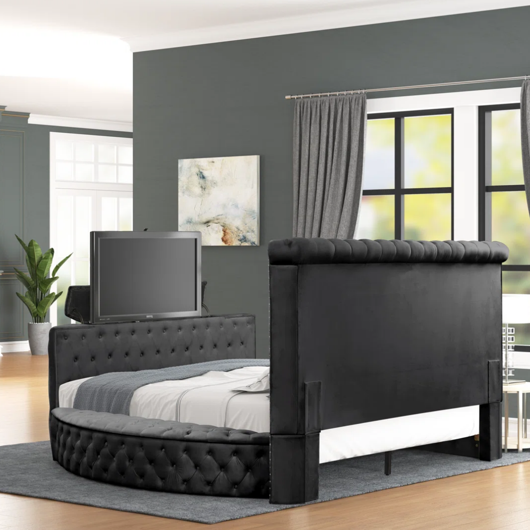 Varlux – Queen Bed – Velvet (Black)