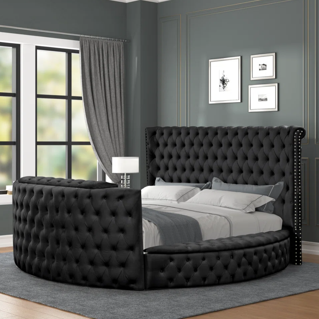Varlux – Queen Bed – Velvet (Black)