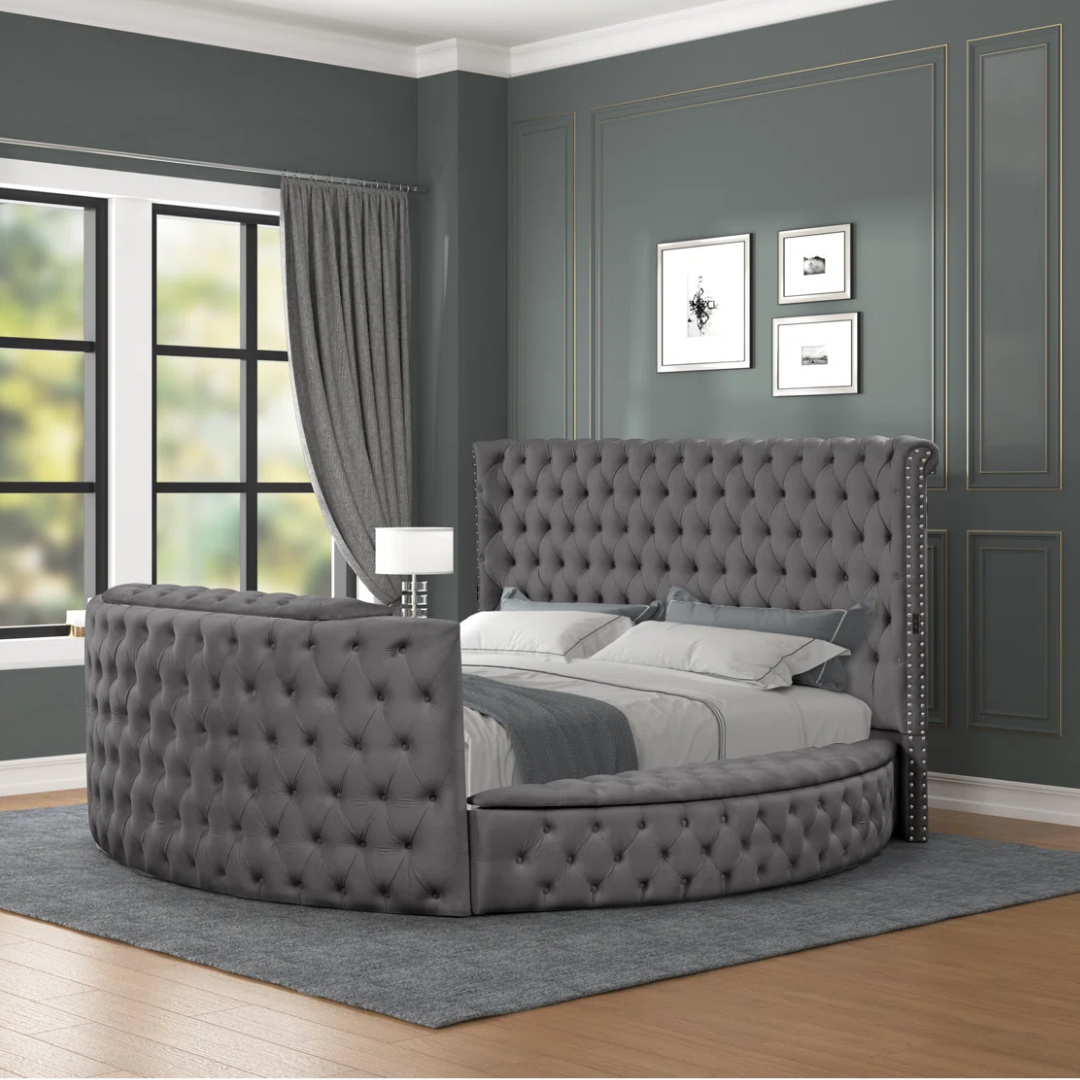 Varlux – Queen Bed – Velvet (Grey)