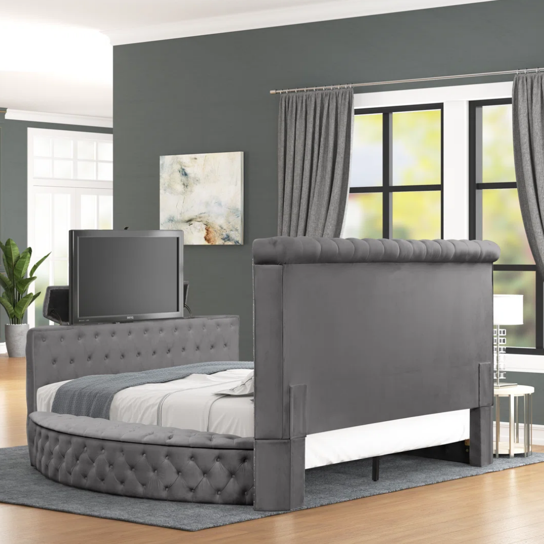 Varlux – Queen Bed – Velvet (Grey)