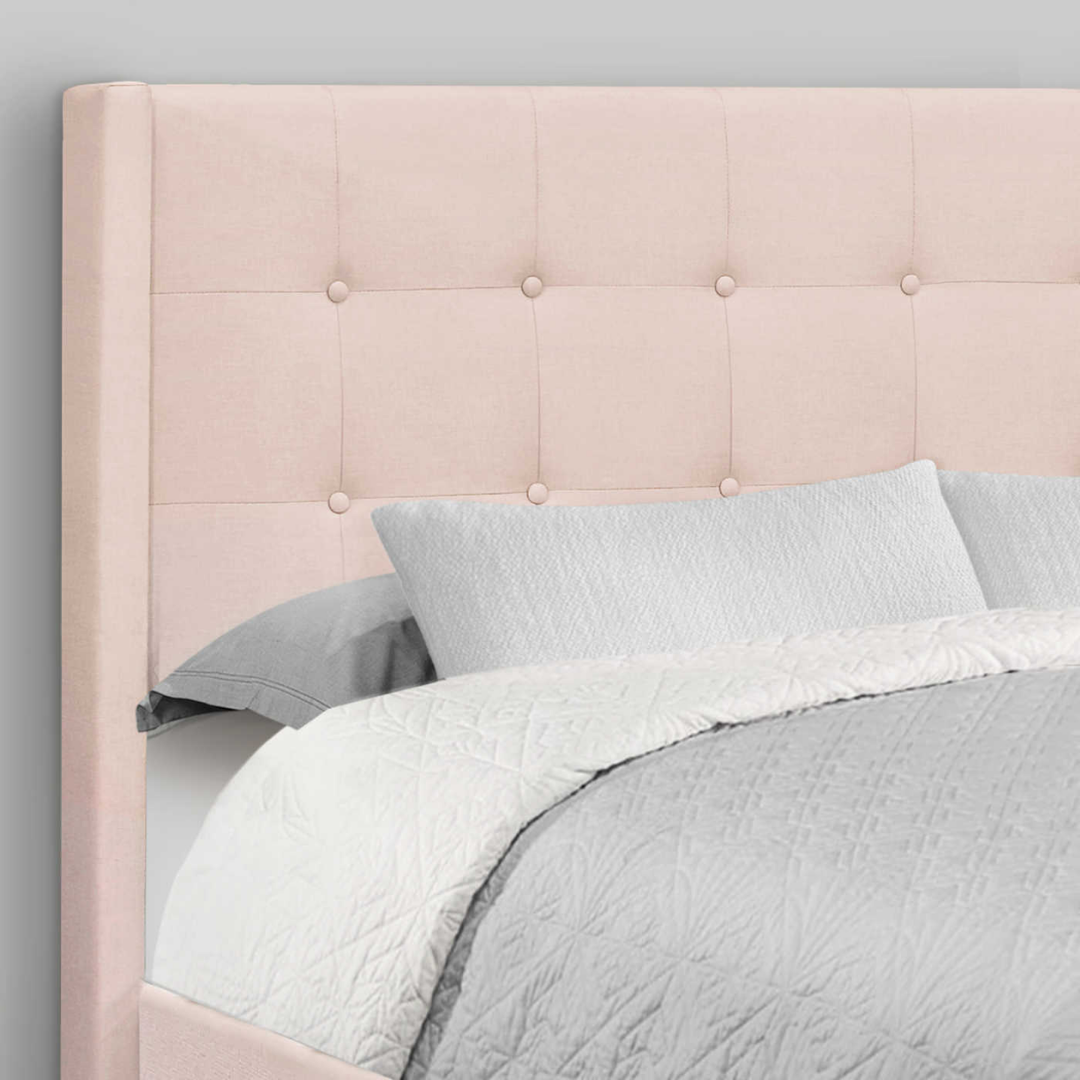 Veloria – Queen Bed – Velvet (Pink) + Chrome Legs