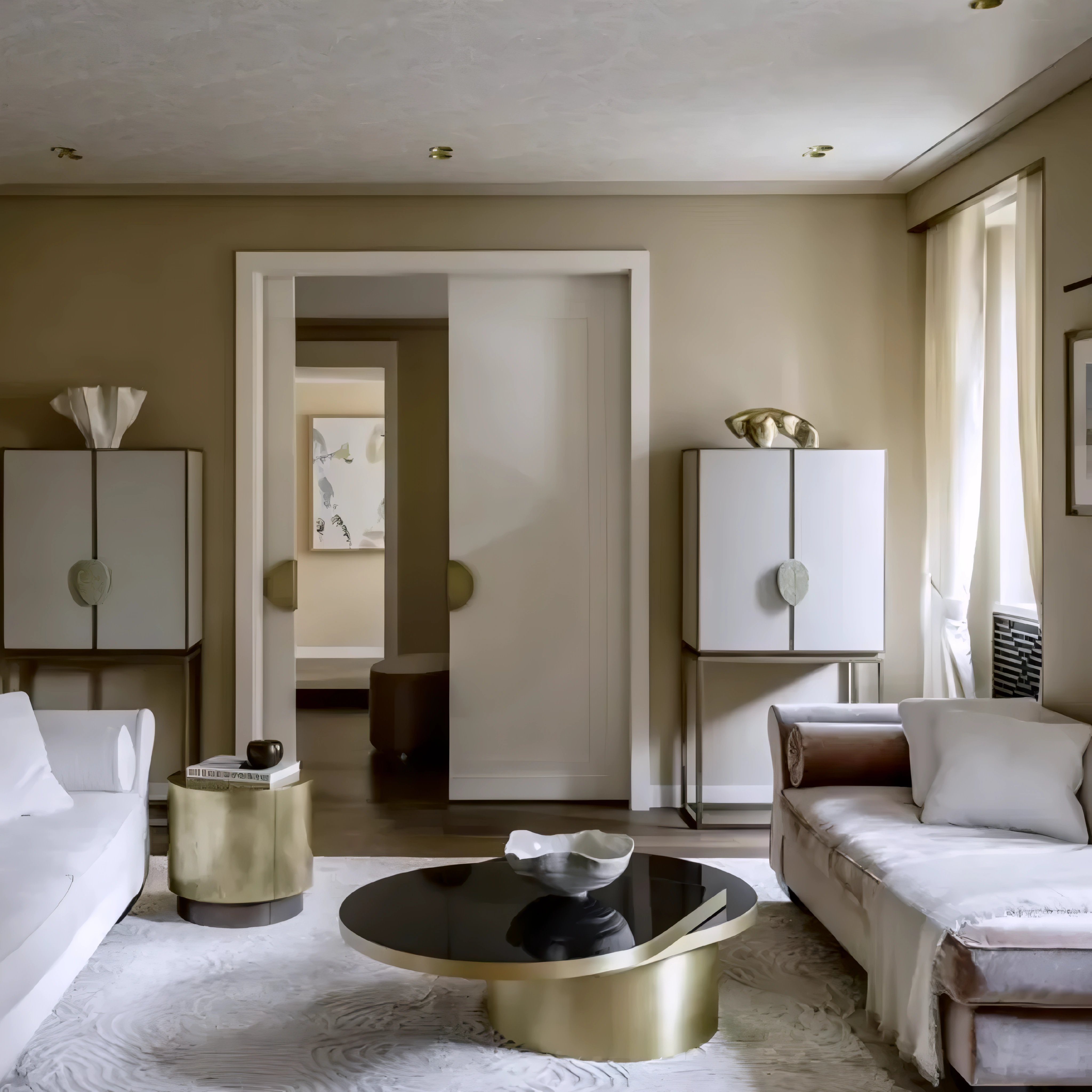 Velorin – Table basse extensible en verre – Pied doré