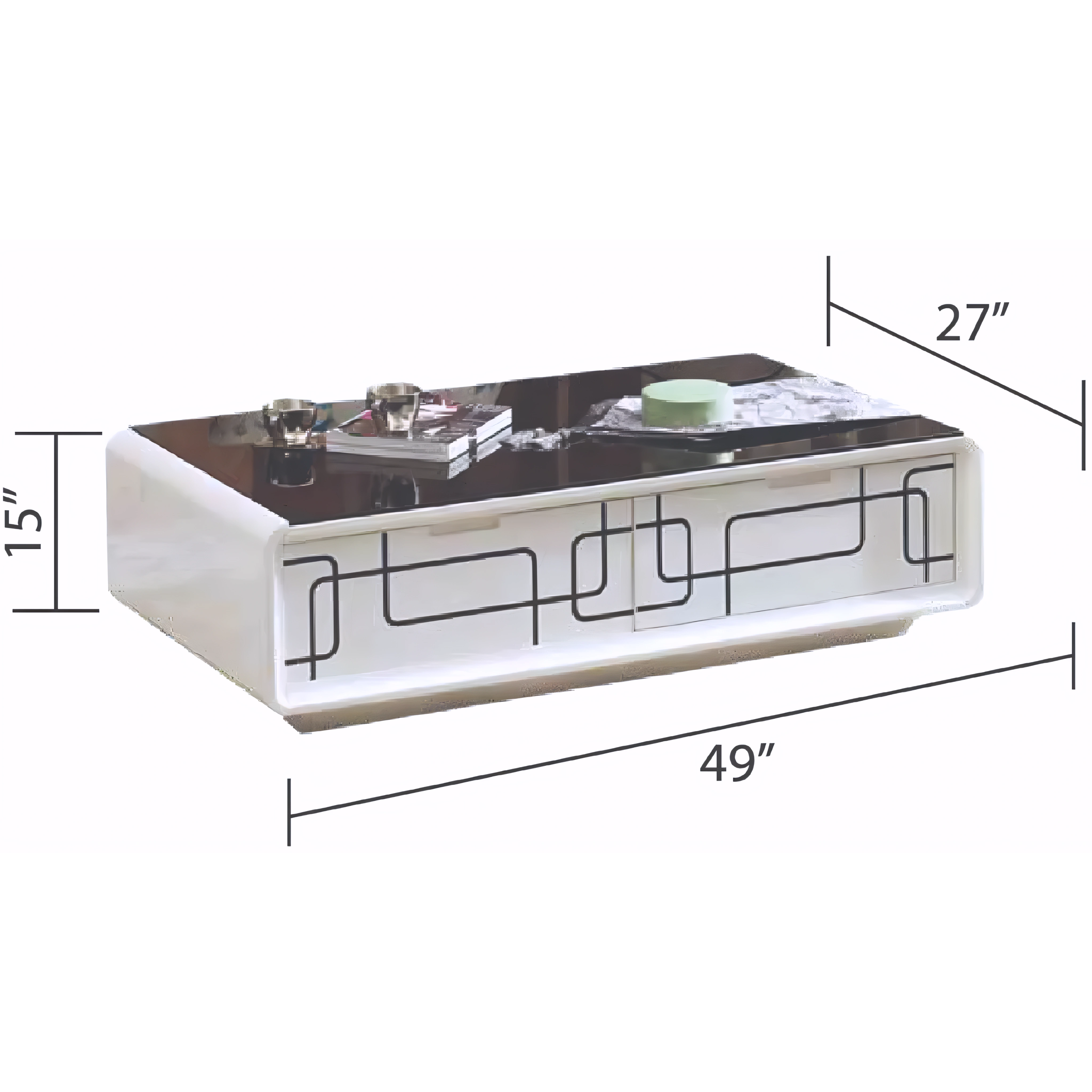 Virello – Table basse laquée – Plateau en verre noir