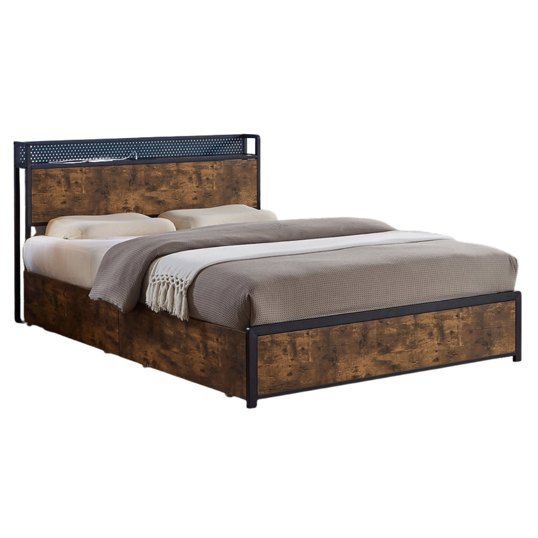 Voltix – Lit double – Métal/Bois