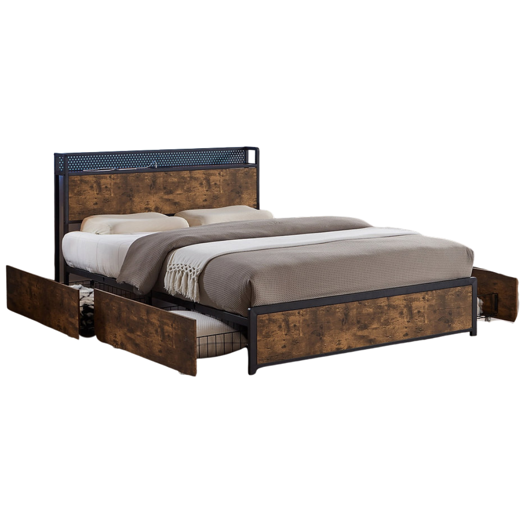 Voltix – Queen Bed – Metal/Wood