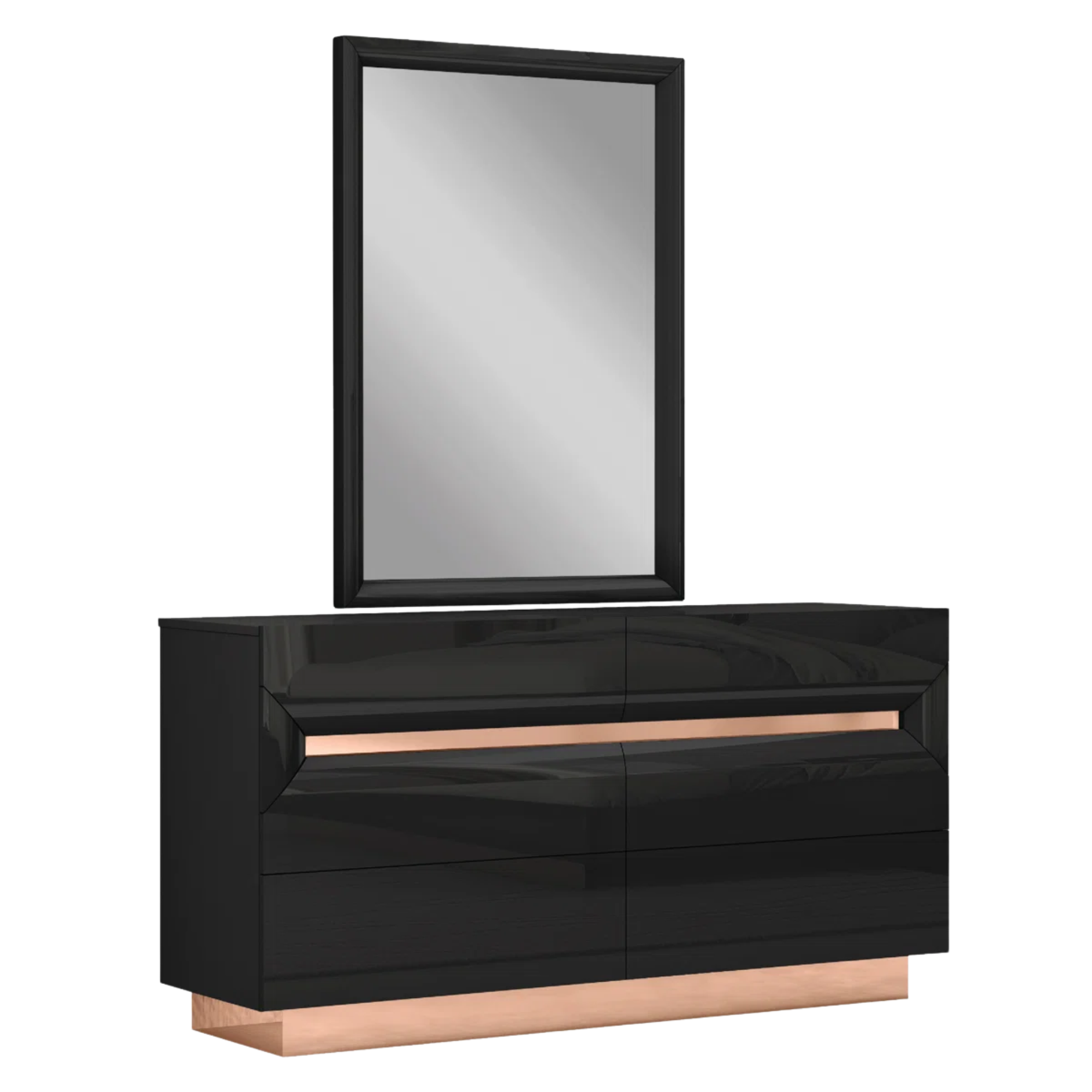 Zaneva – Ensemble de chambre queen noir laqué rose gold