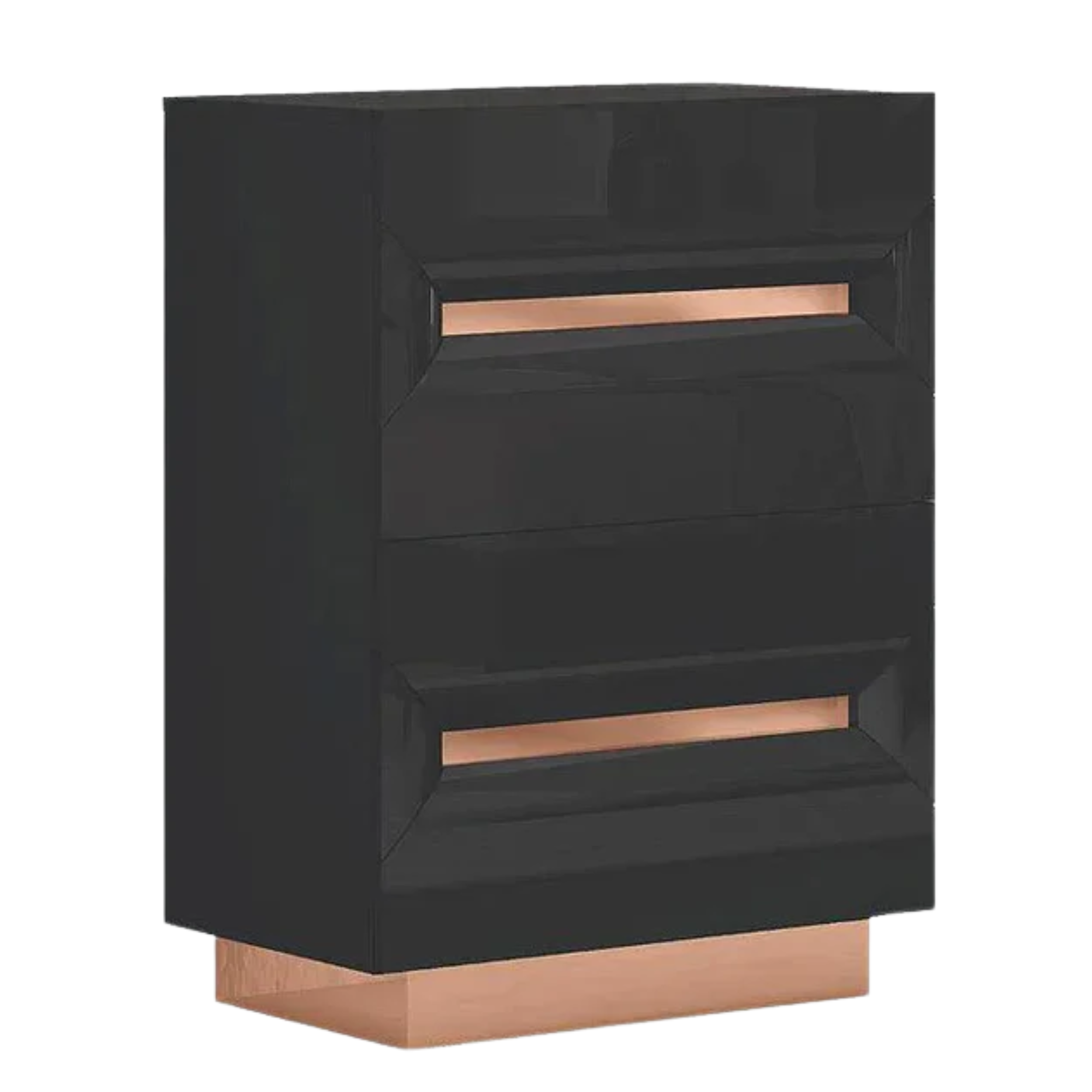 Zaneva – Chiffonnier noir laqué rose gold métal