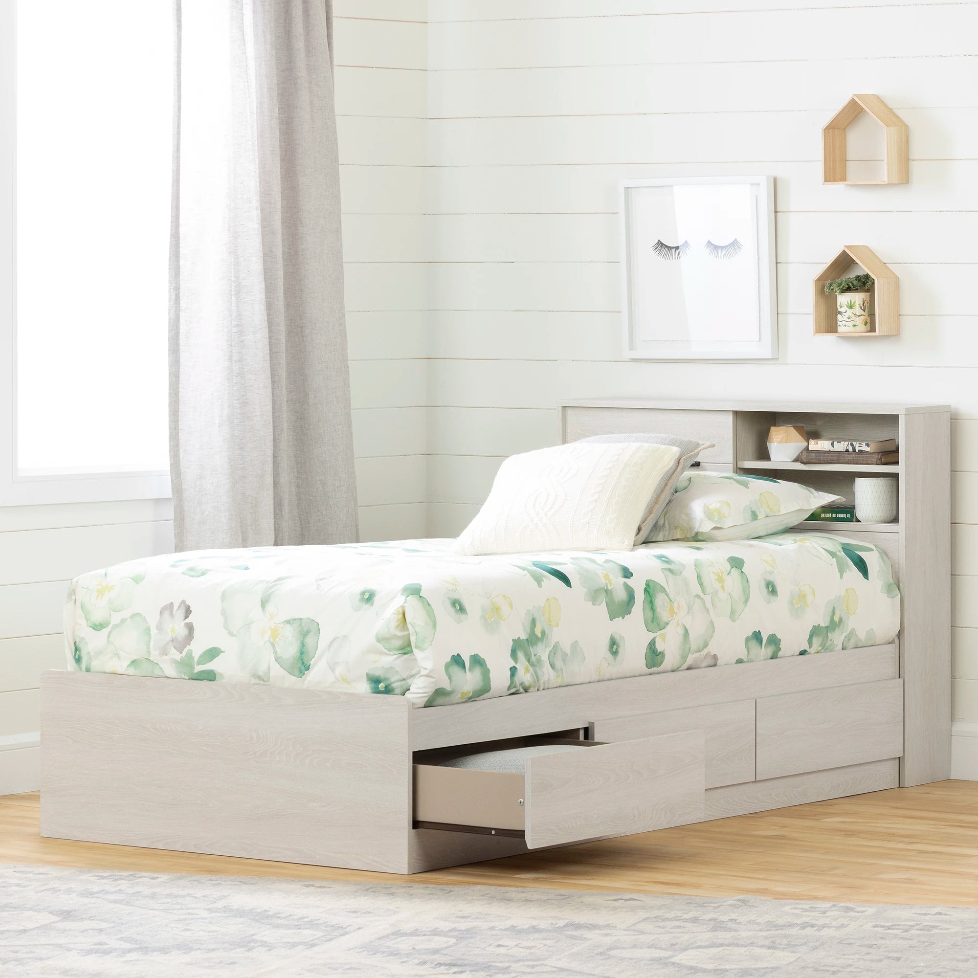 Storage Bed and Bookcase Headboard Set - Fynn