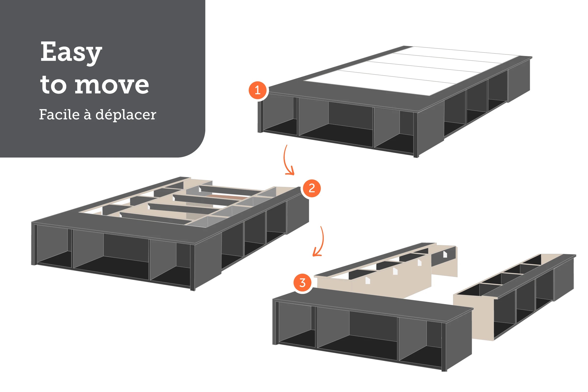 Storage Platform Bed with Baskets - Flexible