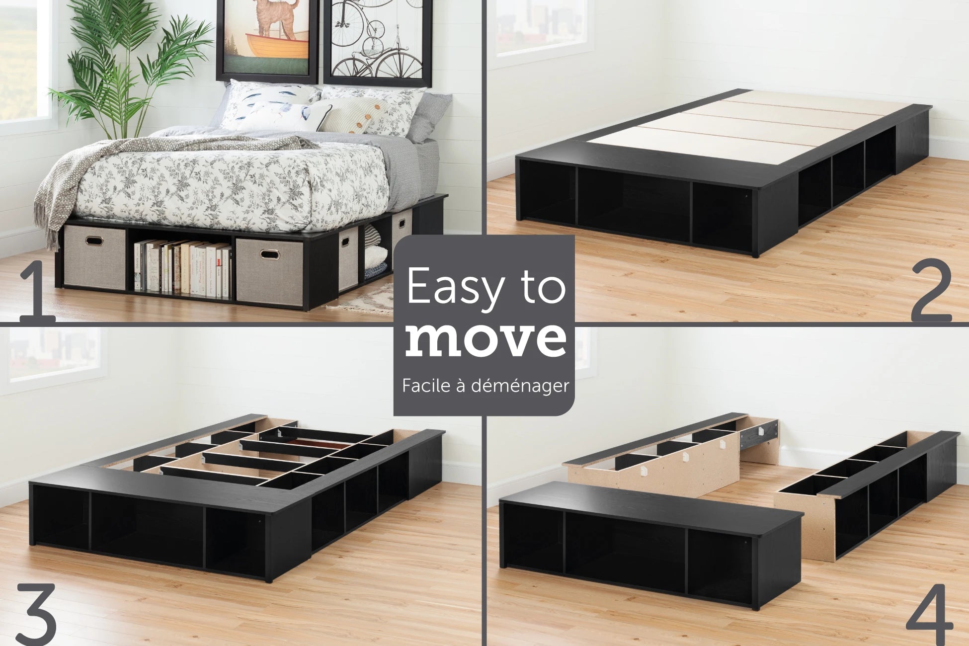 Storage Platform Bed with Baskets - Flexible