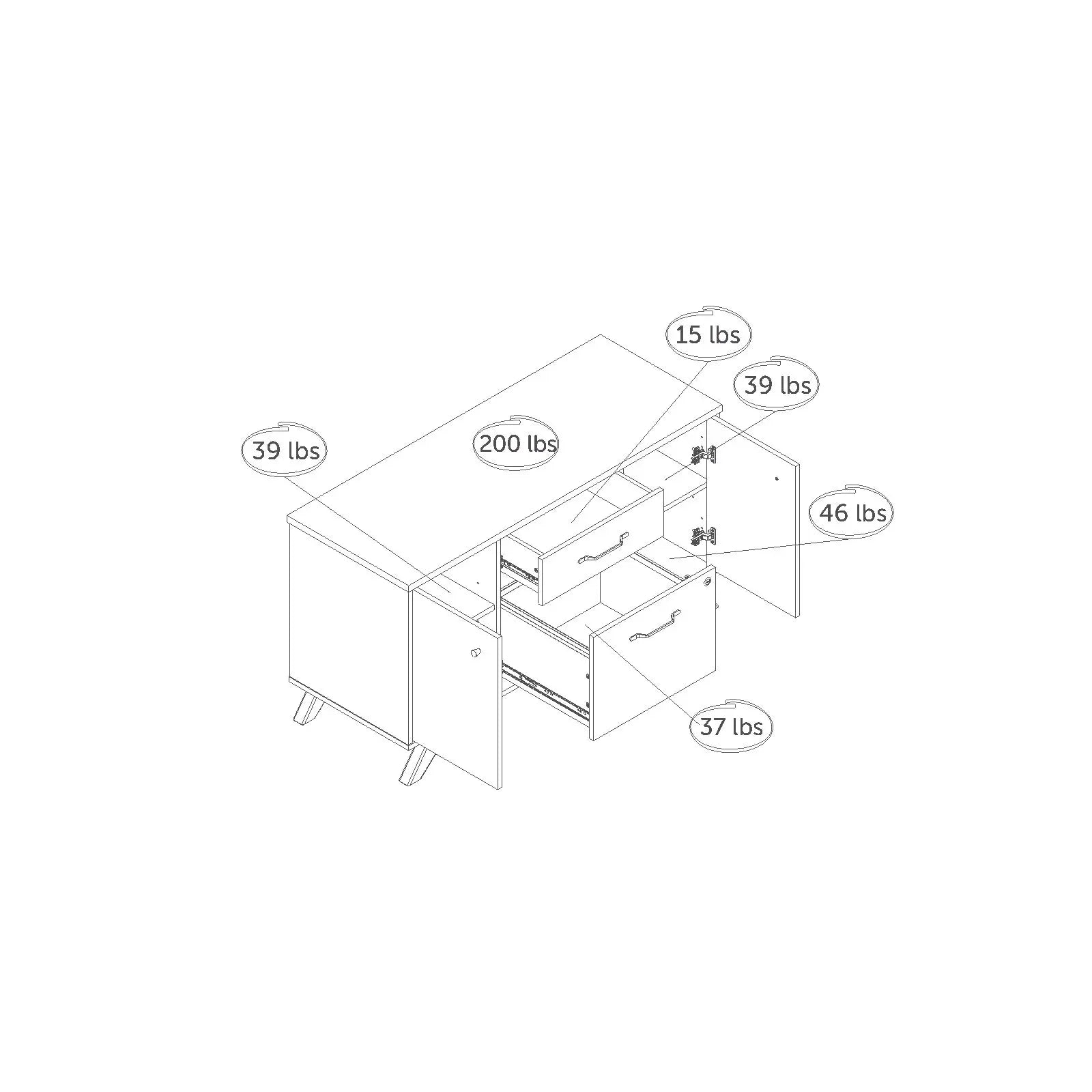 2-Drawer Credenza with Doors - Helsy