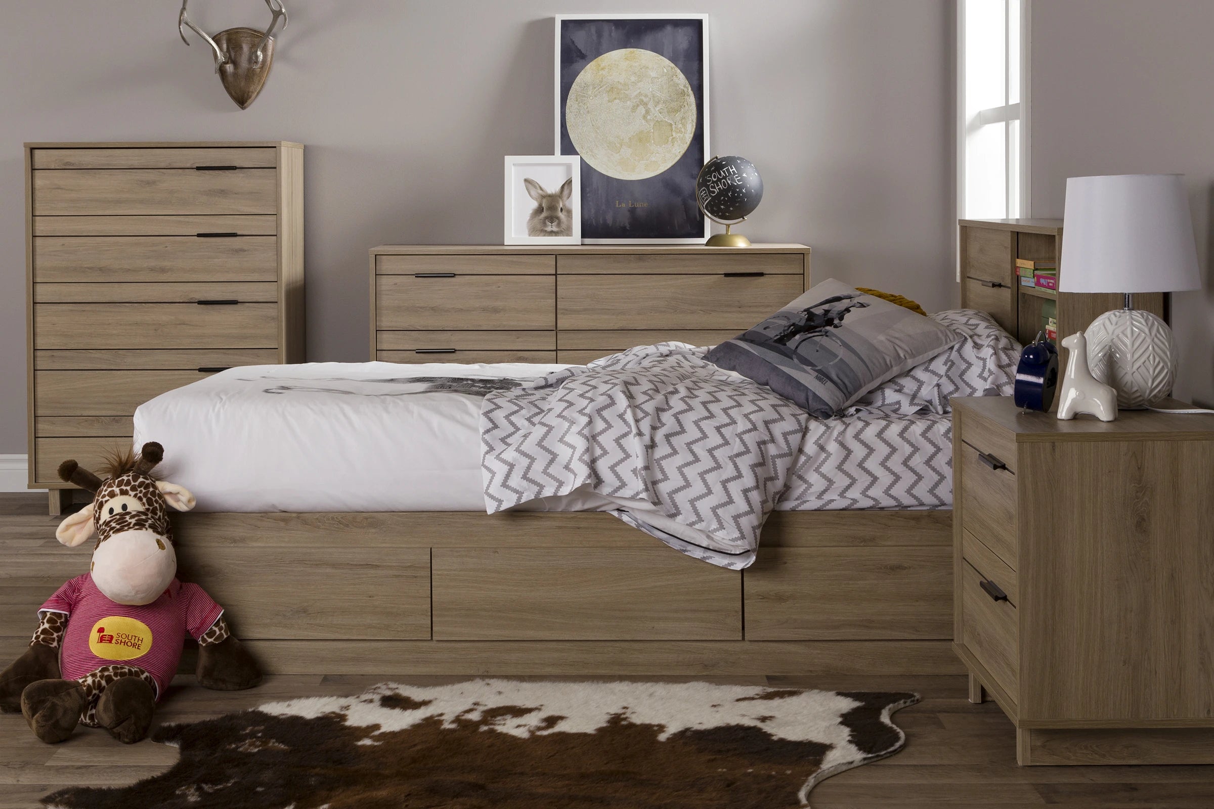 Storage Bed and Bookcase Headboard Set - Fynn