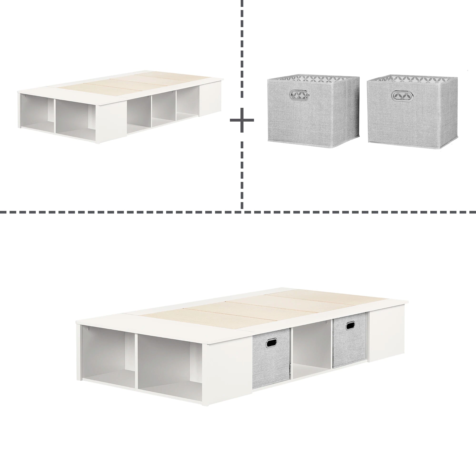 Storage Platform Bed with Baskets - Flexible