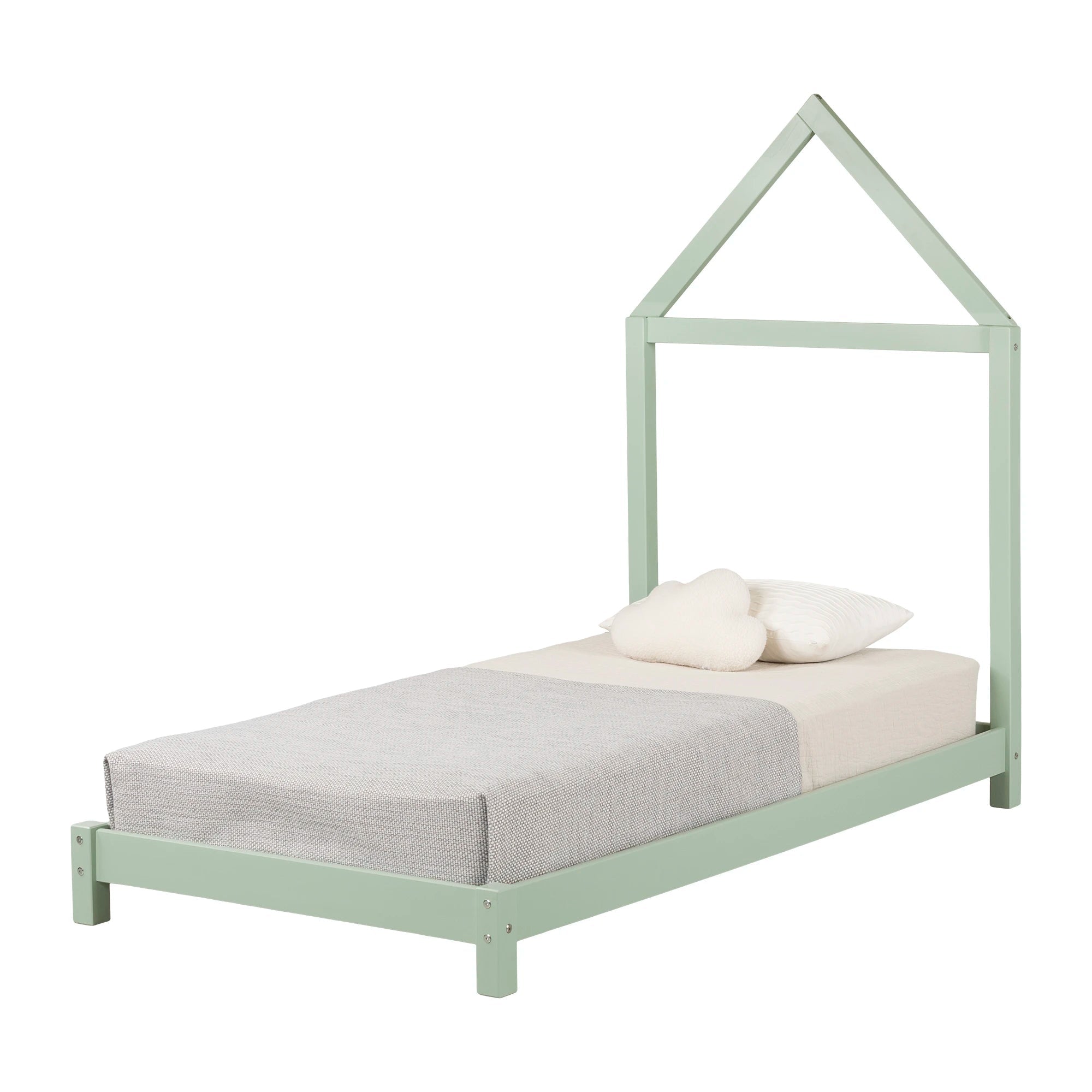 Solid Wood Bed with House Frame Headboard - Sweedi