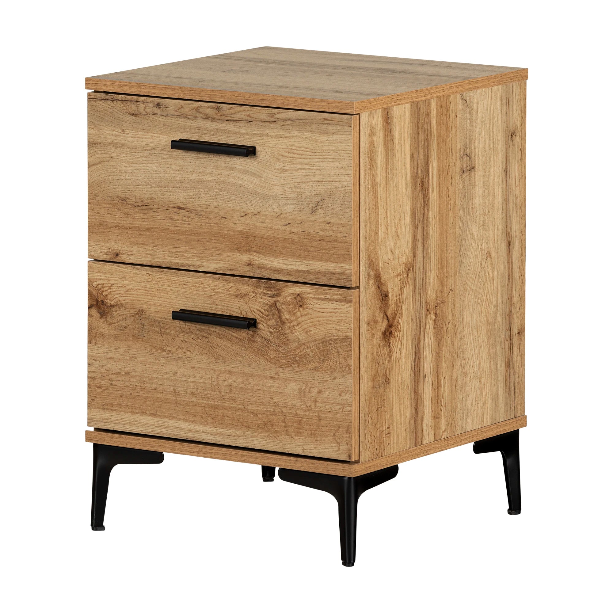 2-Drawer Side Table with Metal Legs - Slendel