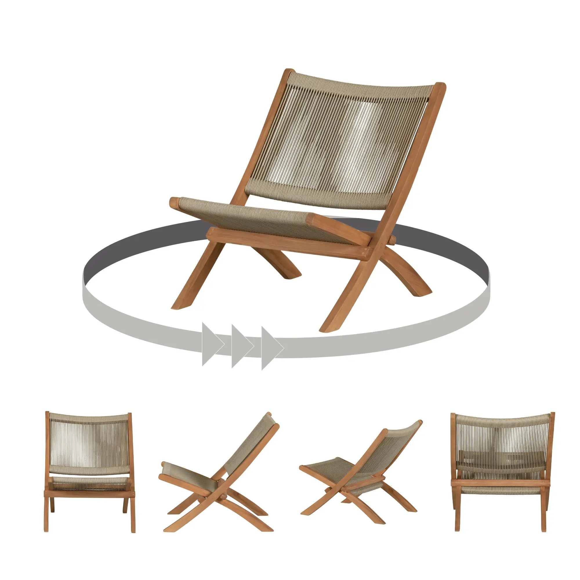 Wood and Rope Lounge Chair - Agave