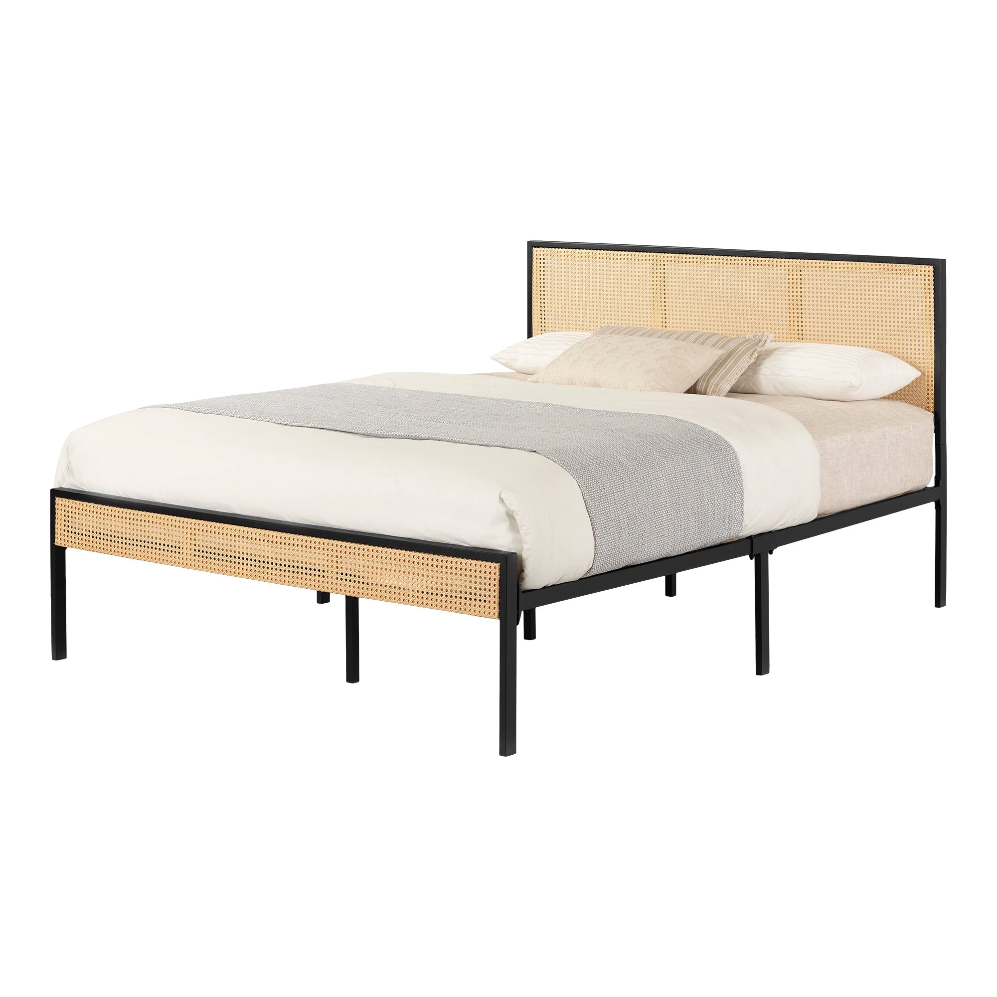 Metal Platform Bed with Natural Cane - Hoya