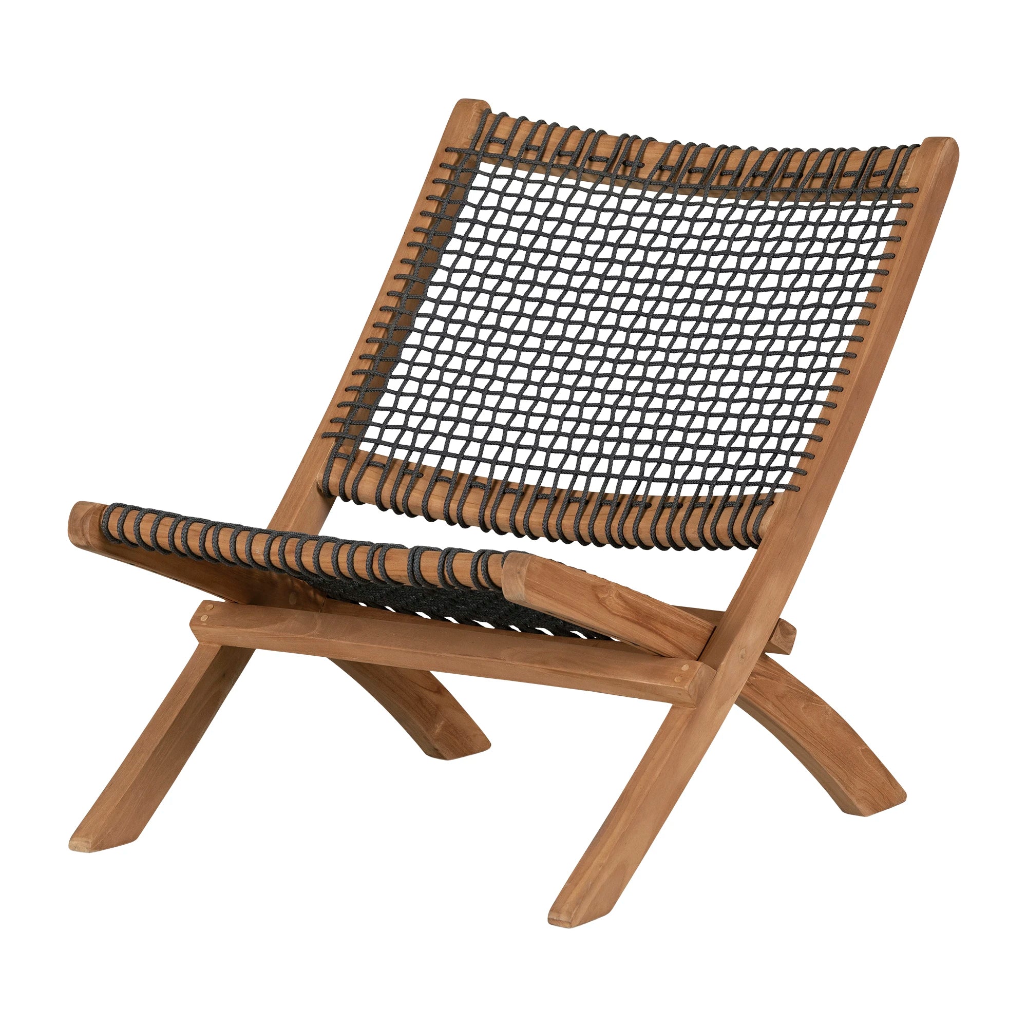 Wood and Woven Rope Lounge Chair - Balka