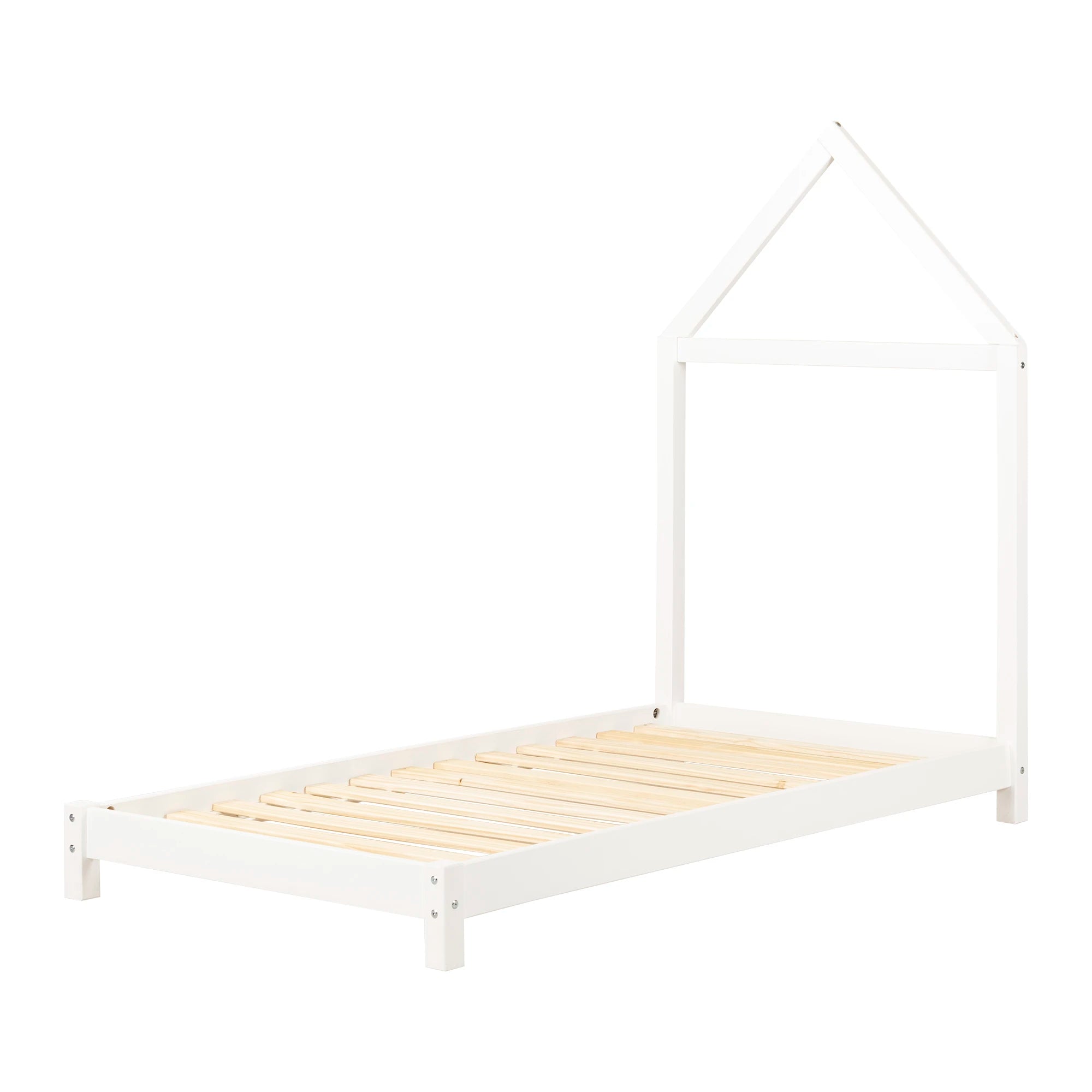 Solid Wood Bed with House Frame Headboard - Sweedi