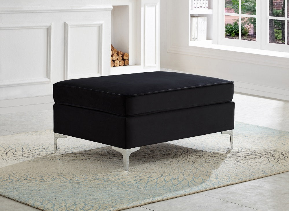 Pouf en velours noir 9283