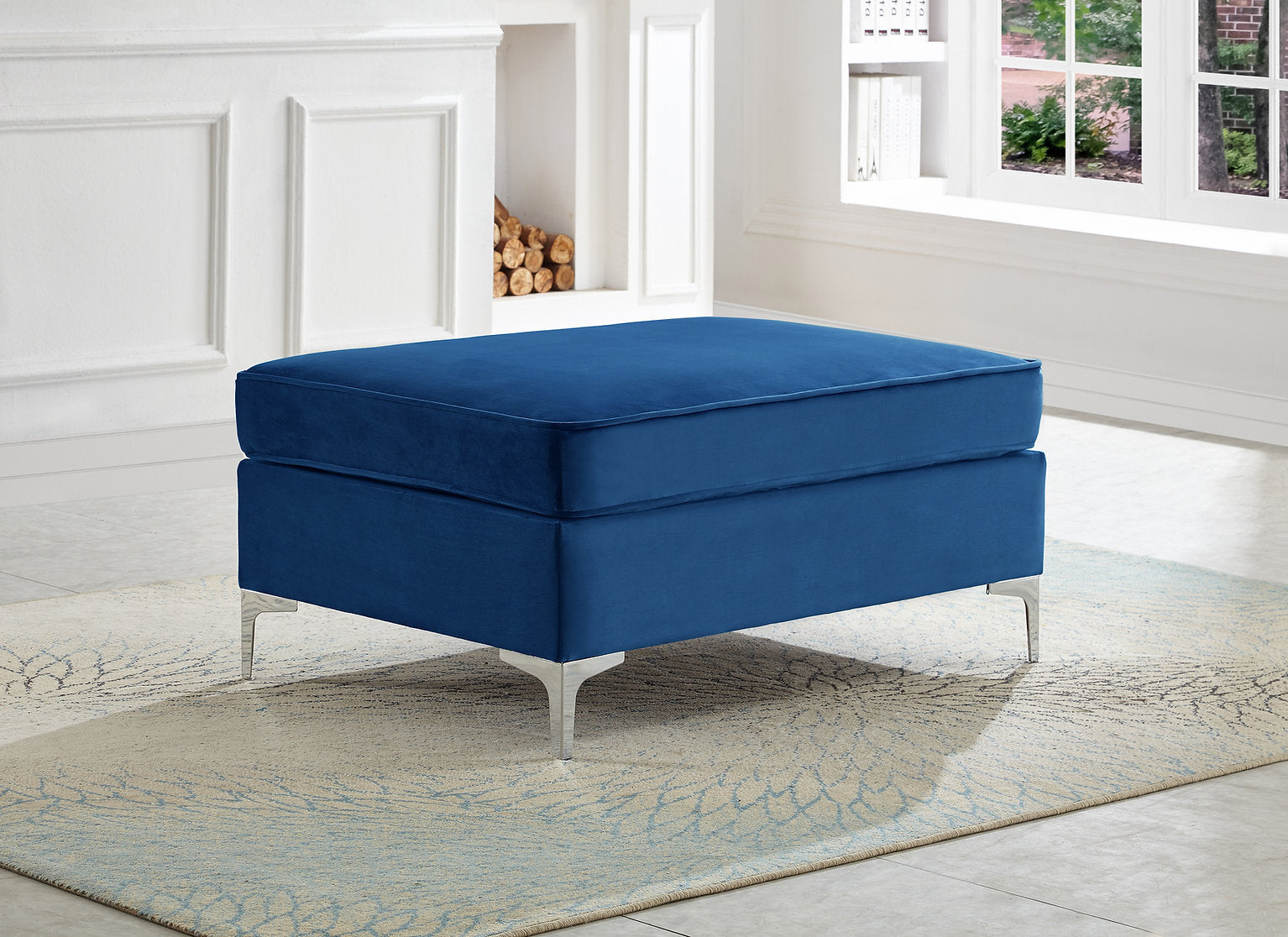 Pouf en velours bleu 9285