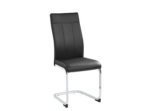 Extension Black Tempered Glass Table with Black PU Chairs - T-1505/C-1877