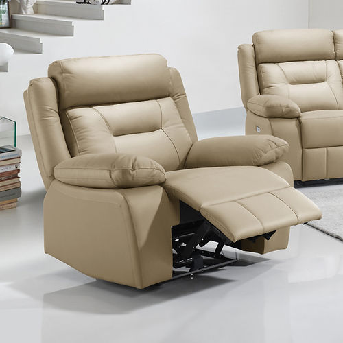 Fauteuil inclinable électrique en cuir beige souple avec chargeur USB IF-8111