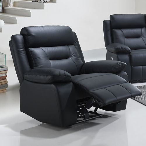 Fauteuil inclinable électrique en cuir noir souple avec chargeur USB if-8110