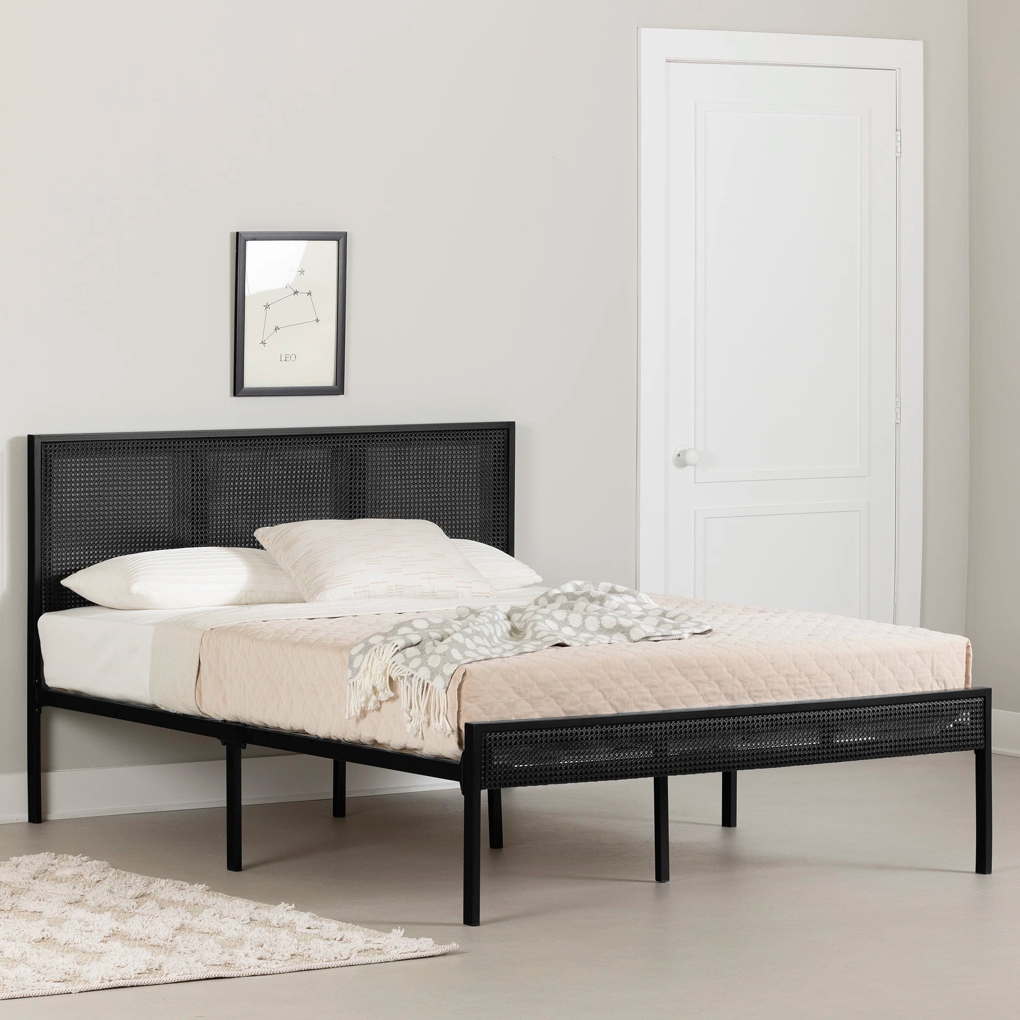 Metal Platform Bed with Natural Cane - Bloom