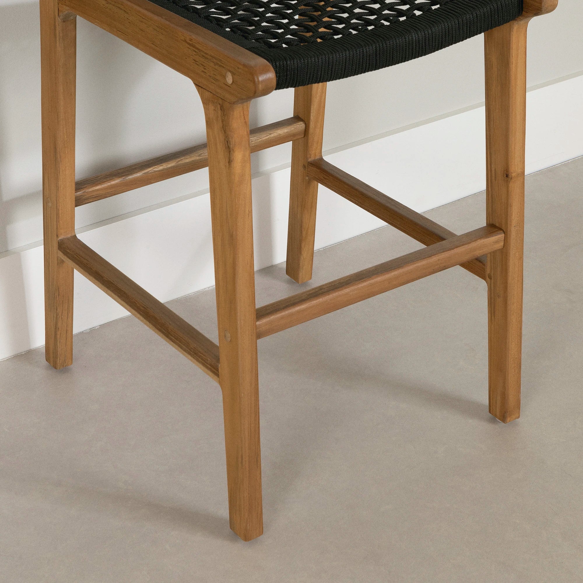 Woven Rope and Teak Wood Counter Stool - Balka