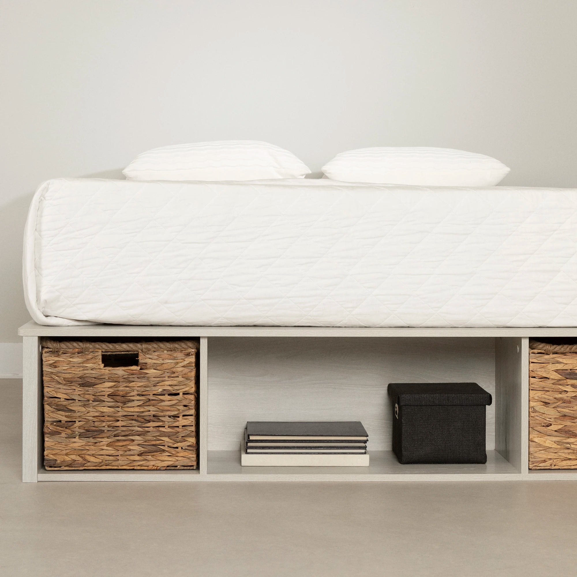 Storage Platform Bed with Wicker Baskets - Versa