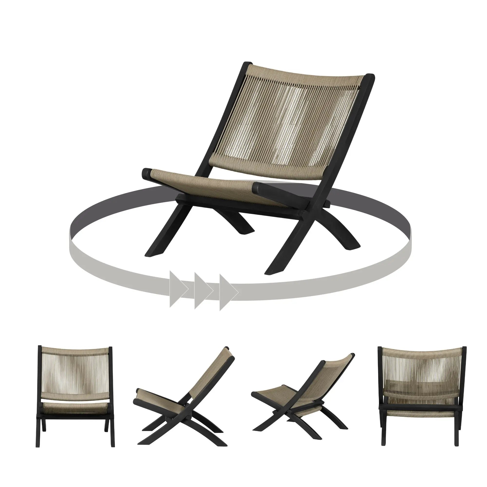 Wood and Rope Lounge Chair - Agave