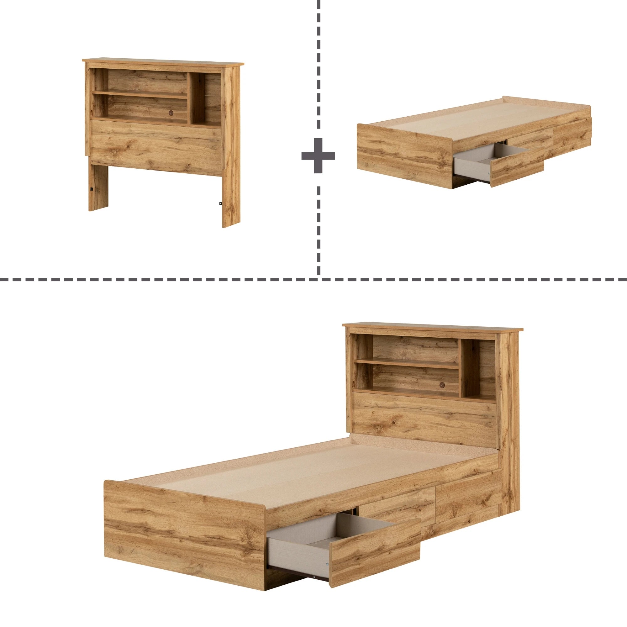 Mates Bed and Bookcase Headboard Set - Tassio