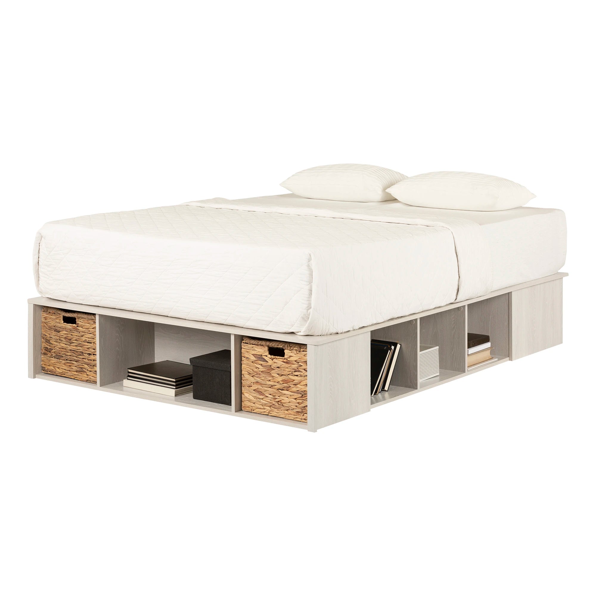 Storage Platform Bed with Wicker Baskets - Versa