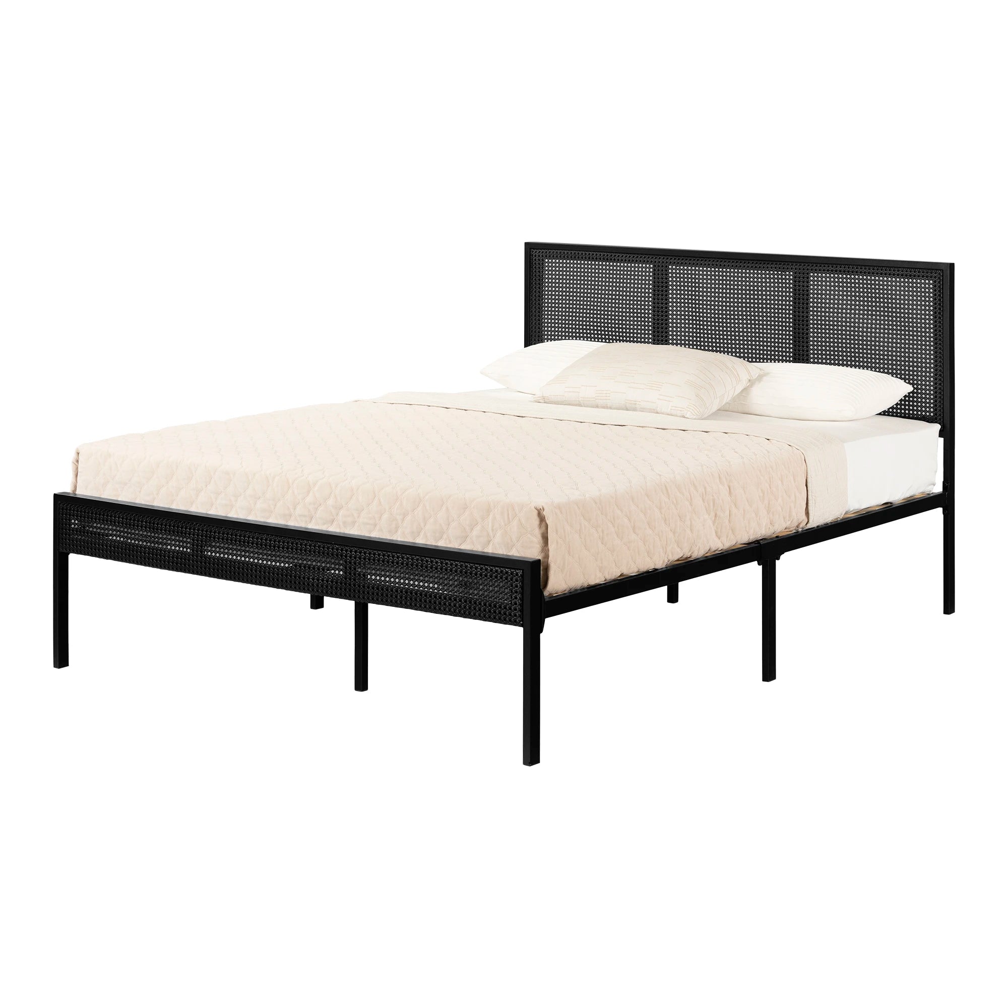 Metal Platform Bed with Natural Cane - Bloom