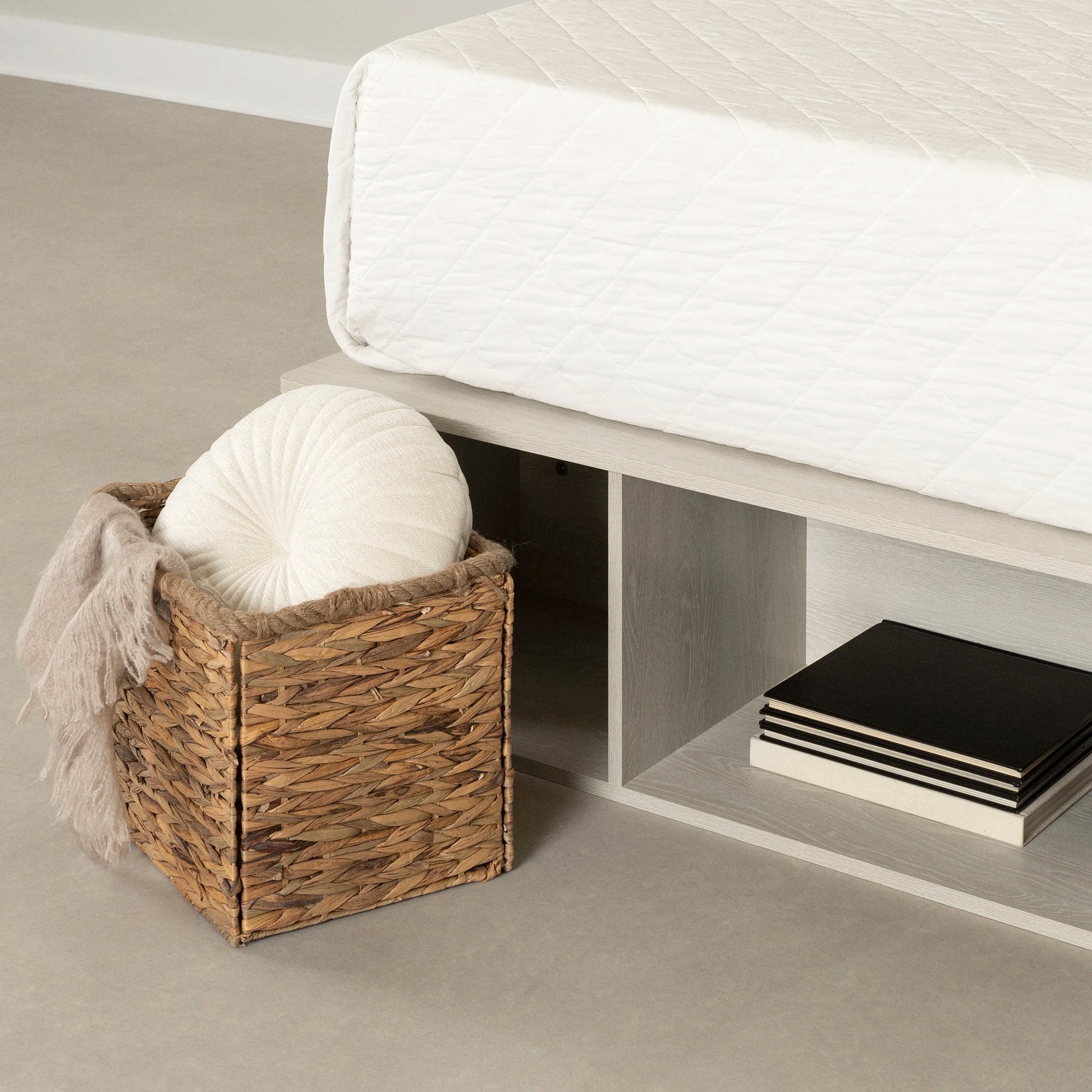 Storage Platform Bed with Wicker Baskets - Versa