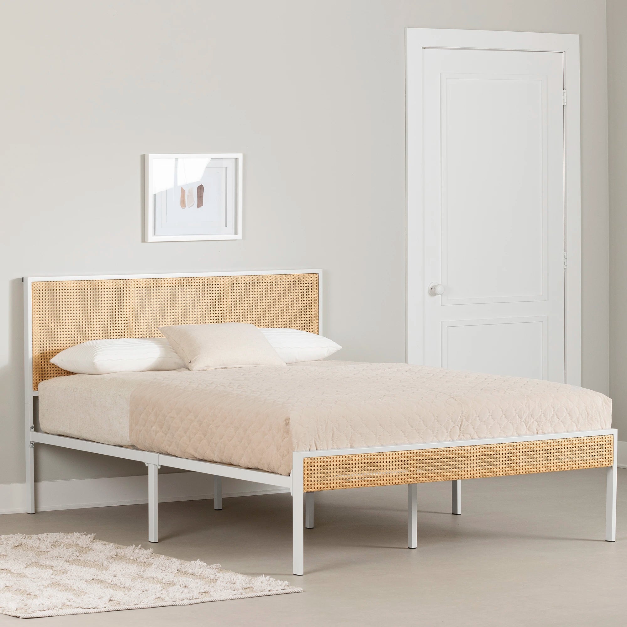 Metal Platform Bed with Natural Cane - Hoya