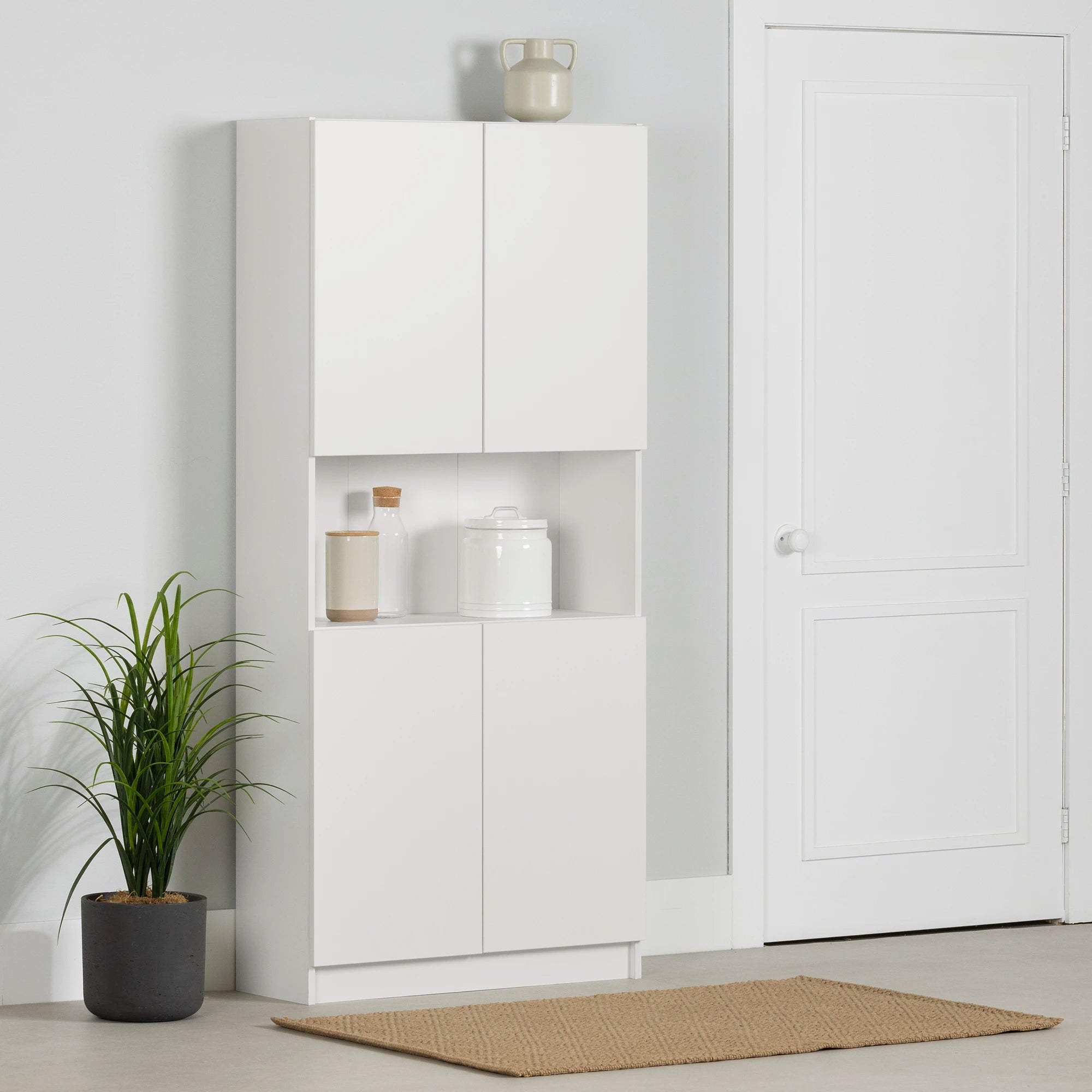 Armoire de rangement à 4 portes avec rangement ouvert - Arum