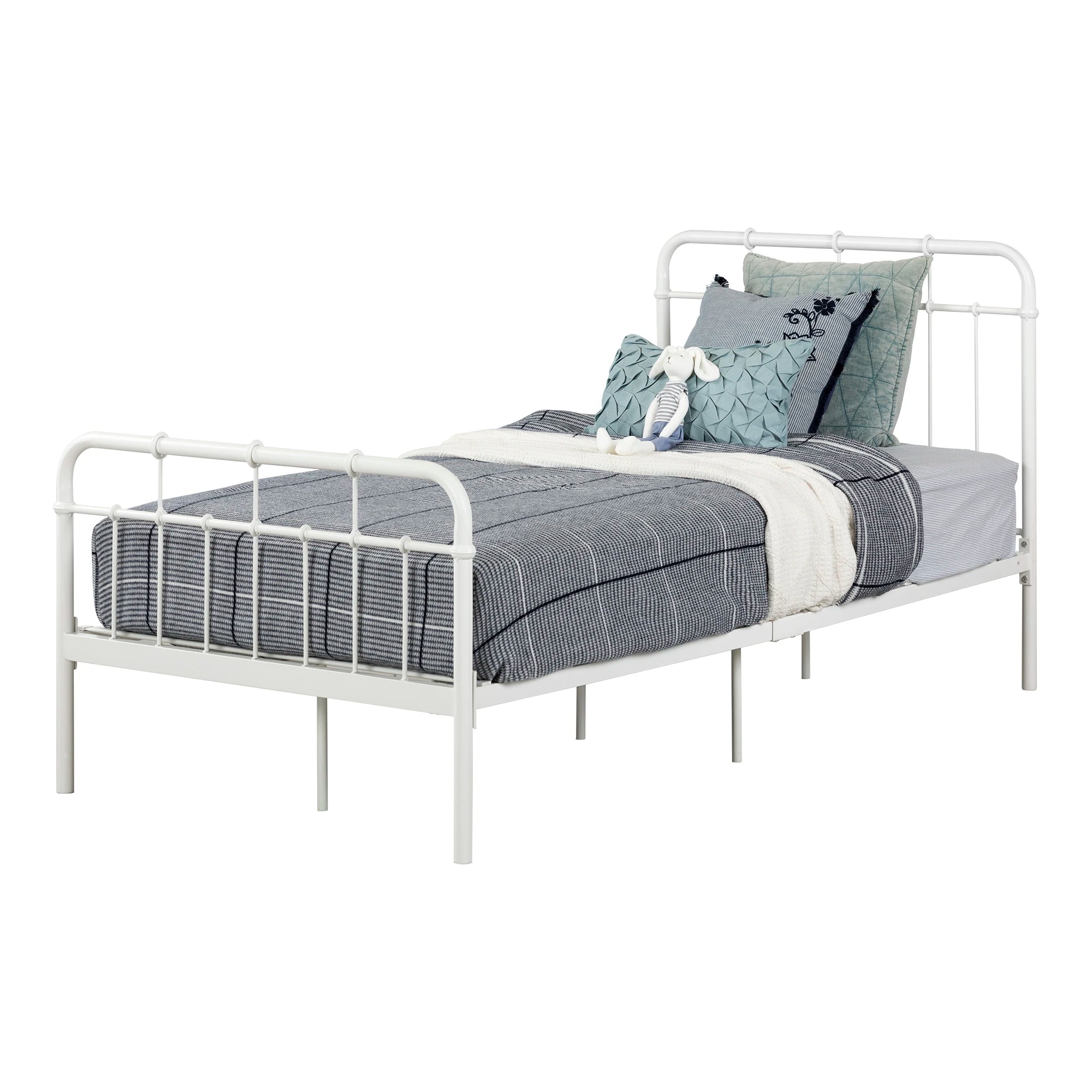 Metal Platform Bed with Headboard and Footboard - Cotton Candy