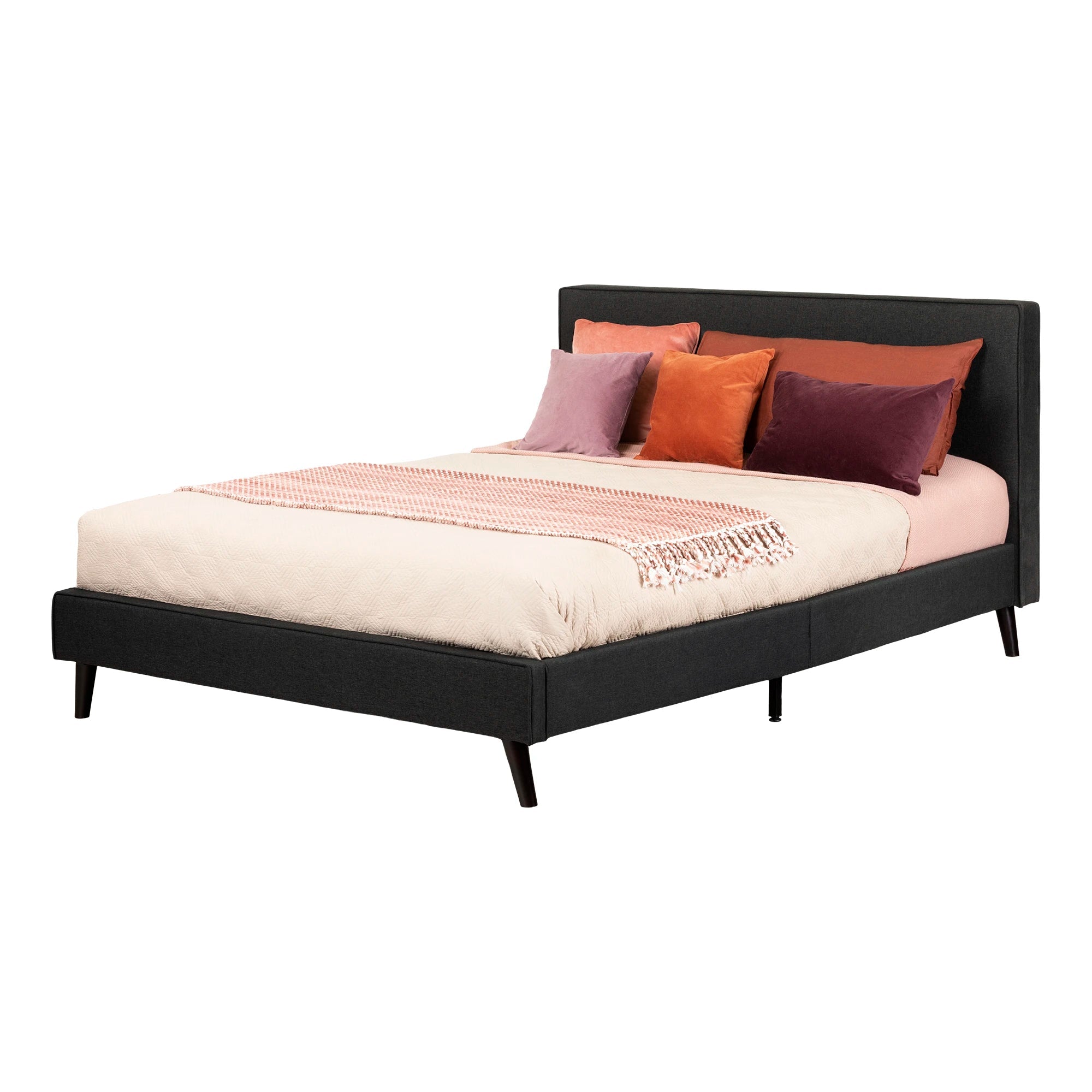 Modern Upholstered Platform Bed and Headboard - Sazena