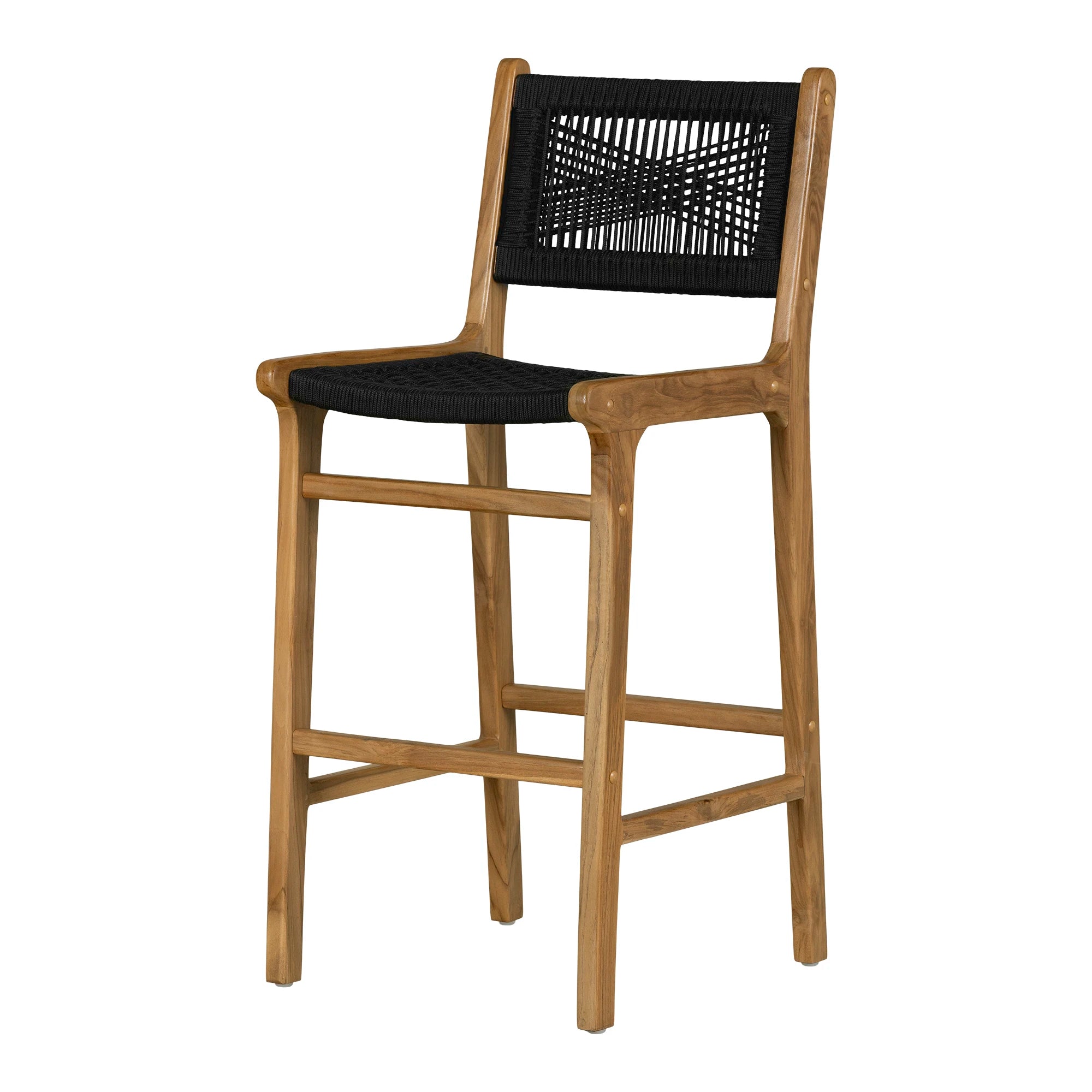 Teak Wood and Woven Rope Bar Stool - Balka