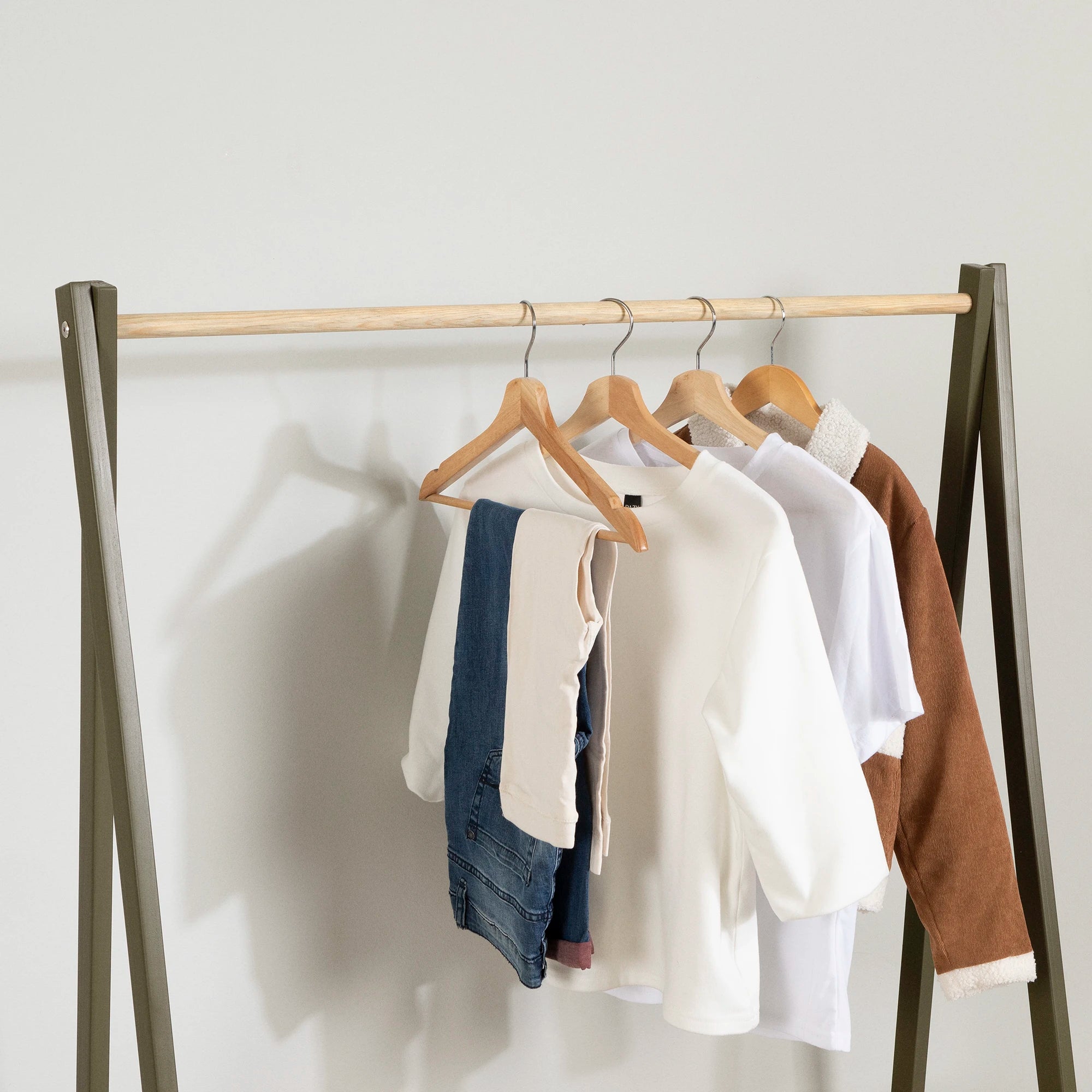 Wooden Clothes Rack with Storage Shelves for Kids - Sweedi