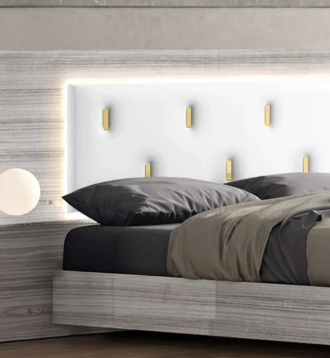Zelvana – Lit king avec rangement blanc et gris hydraulique