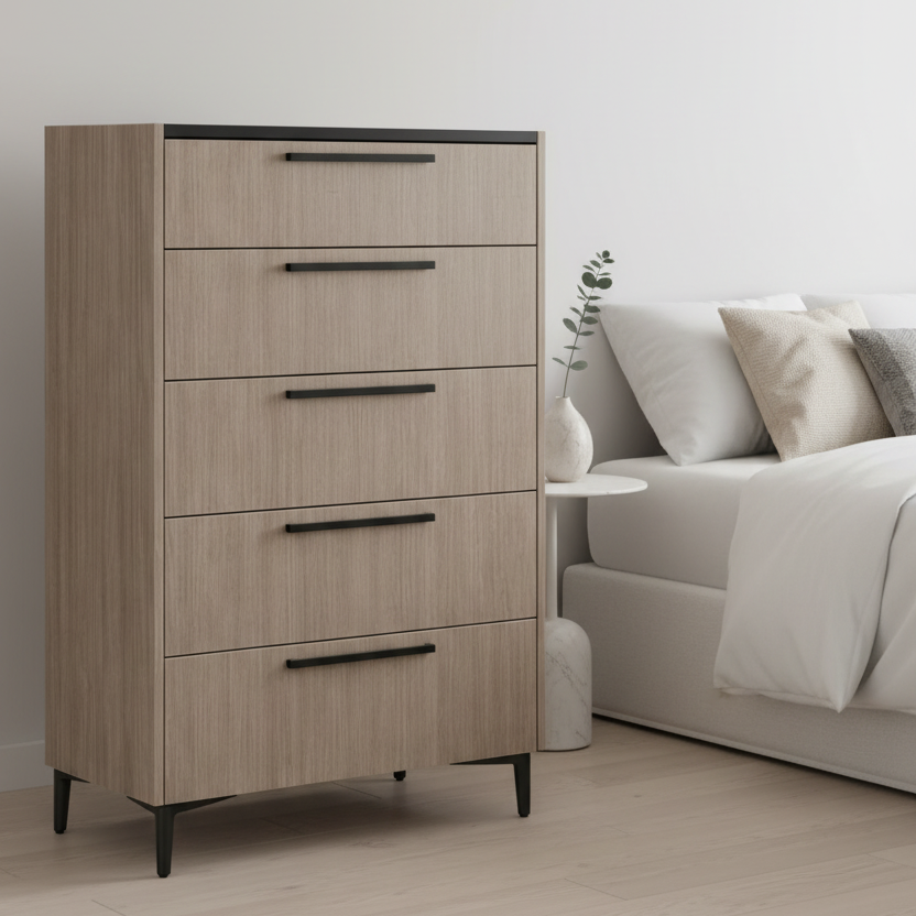 Striavo – Chiffonnier bois naturel gris métal