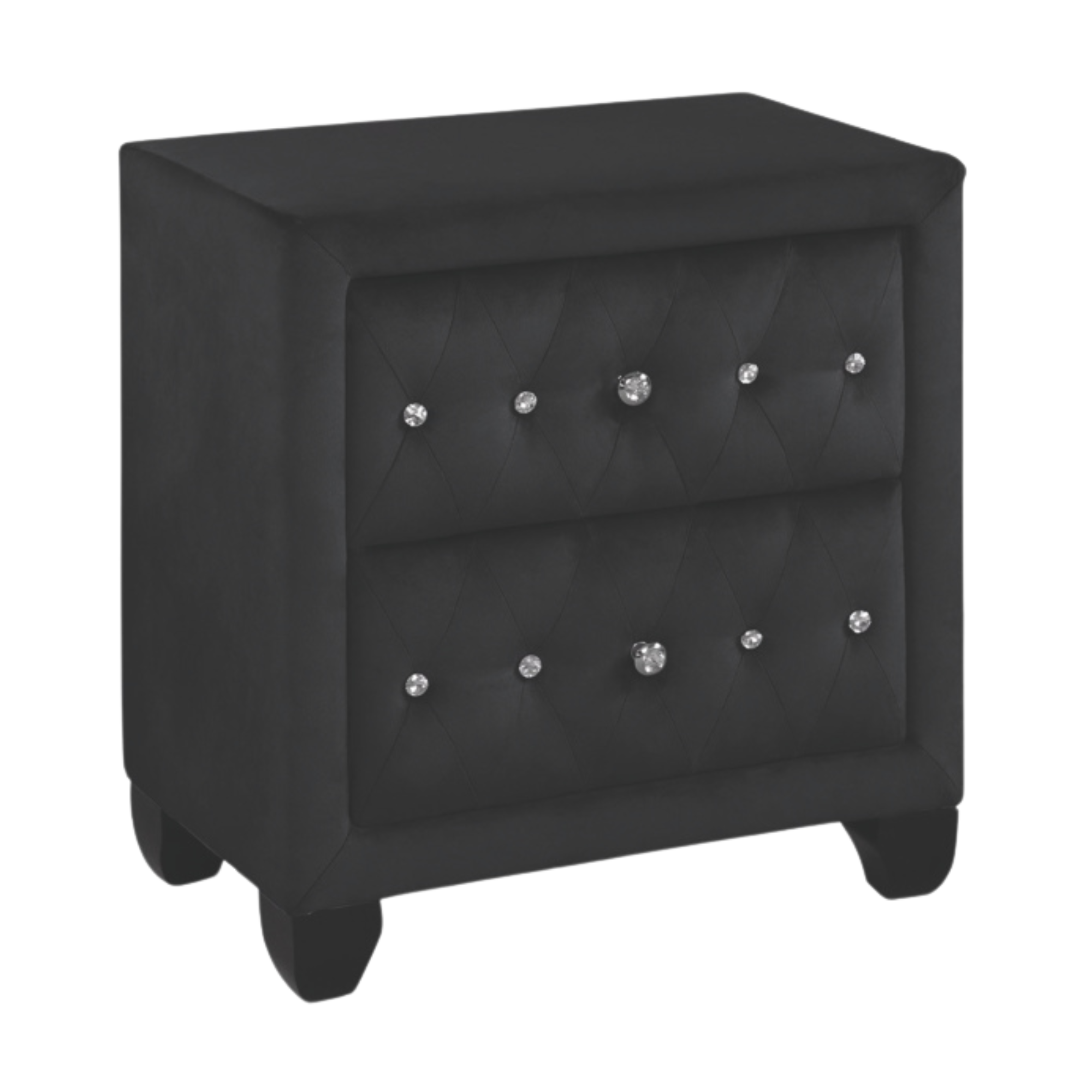 Magnova – Table de chevet noire 2 tiroirs velours