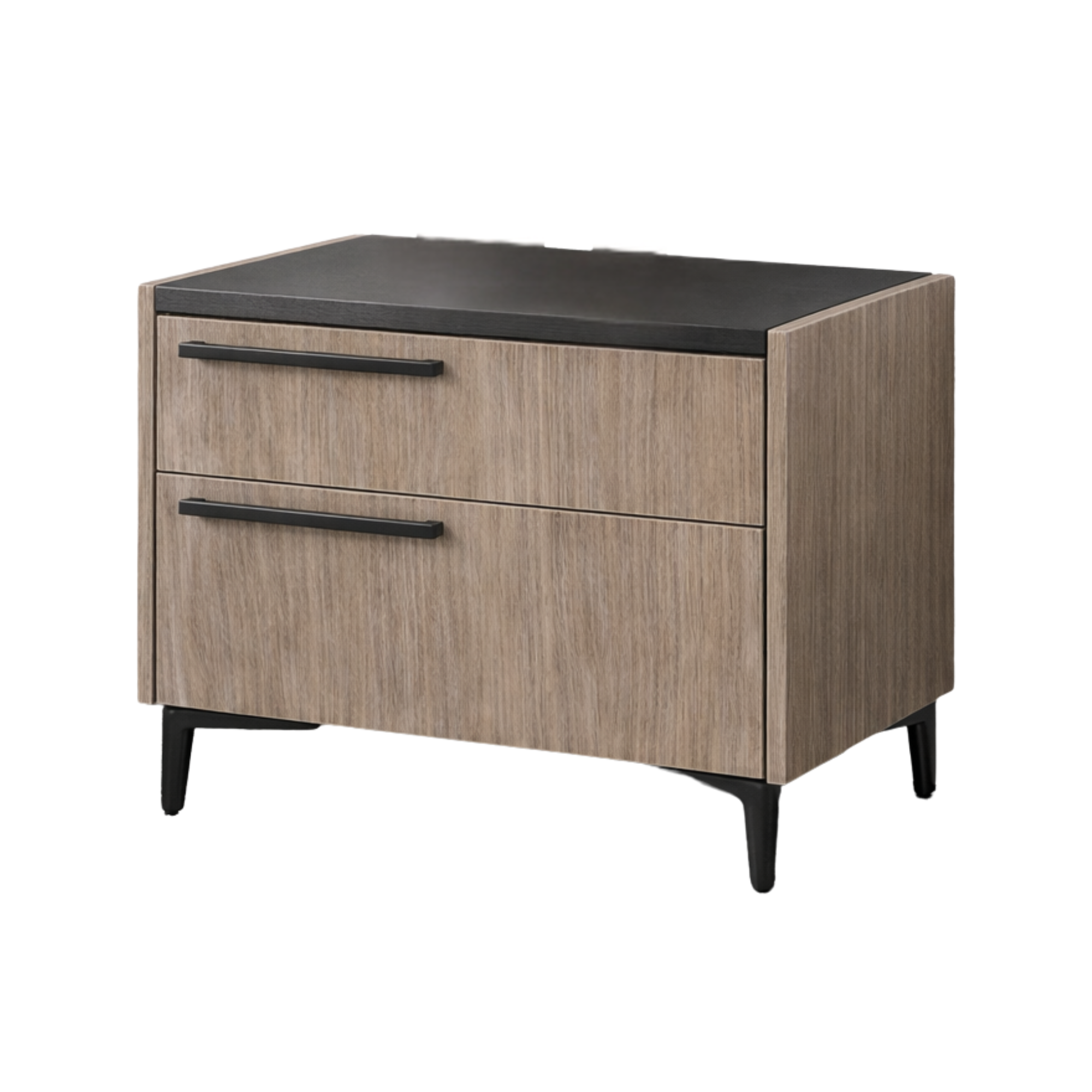 Striavo – Table de chevet droite bois naturel velours gris
