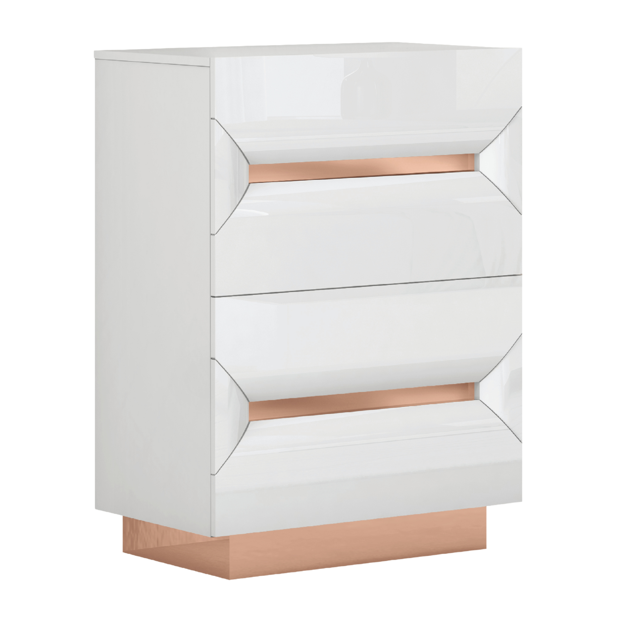 Zaneva – Chiffonnier blanc laqué accents rose gold