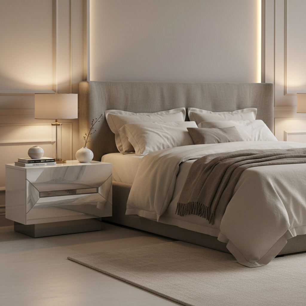 Zenova – Table de chevet blanc mat 25 po avec tiroirs