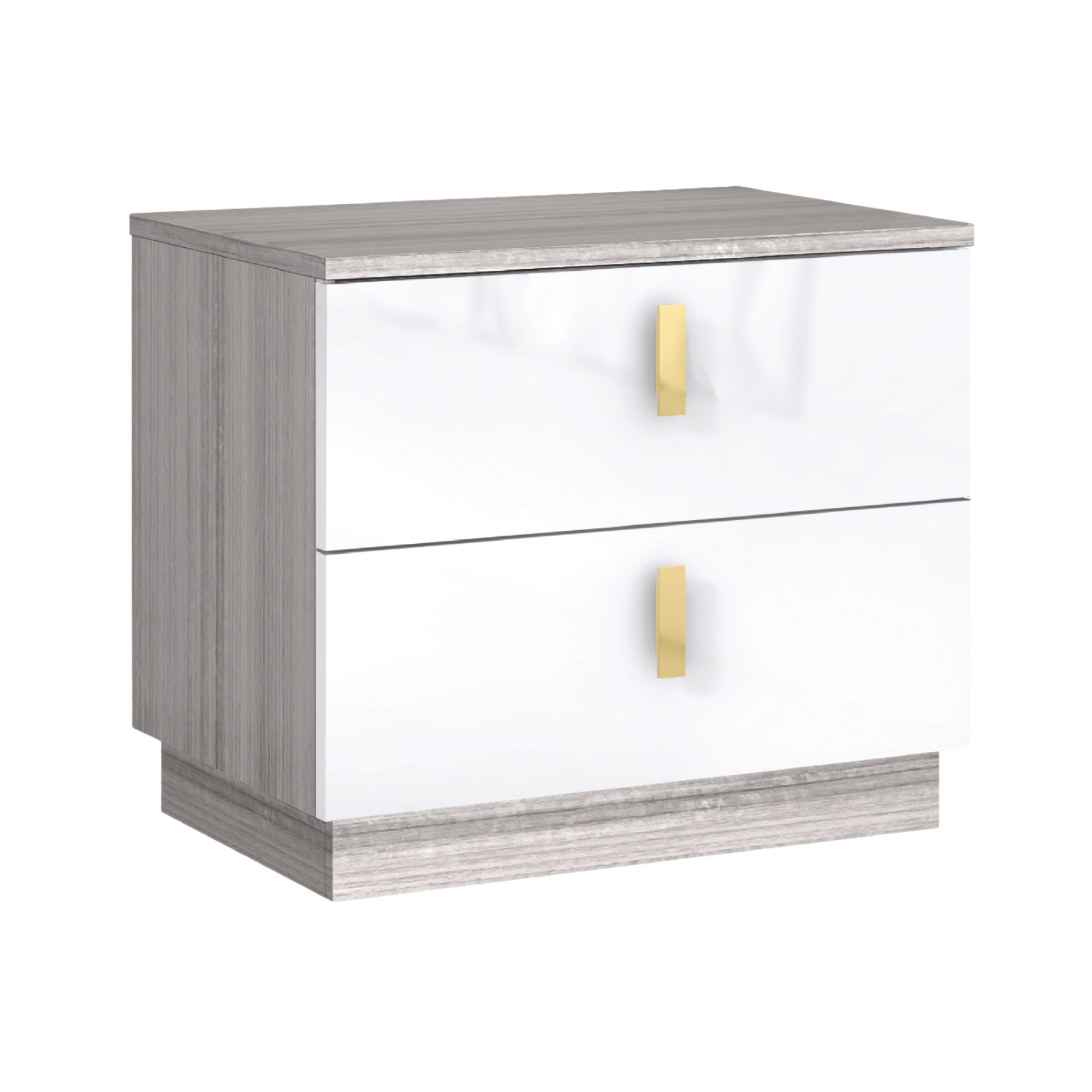 Zelvana – Table de chevet blanche et grise laquée