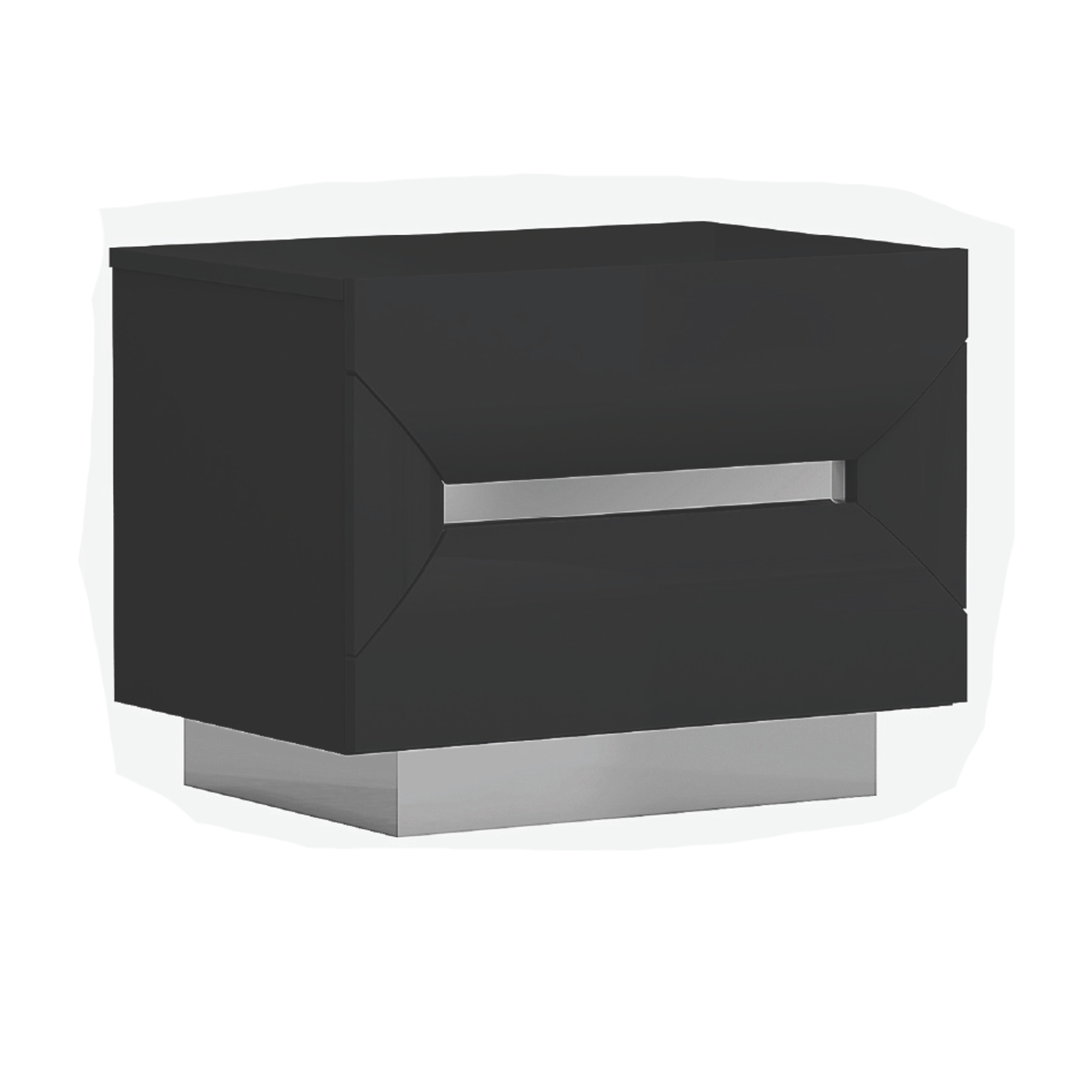 Zenova – Table de chevet noir mat avec tiroirs métal chromé